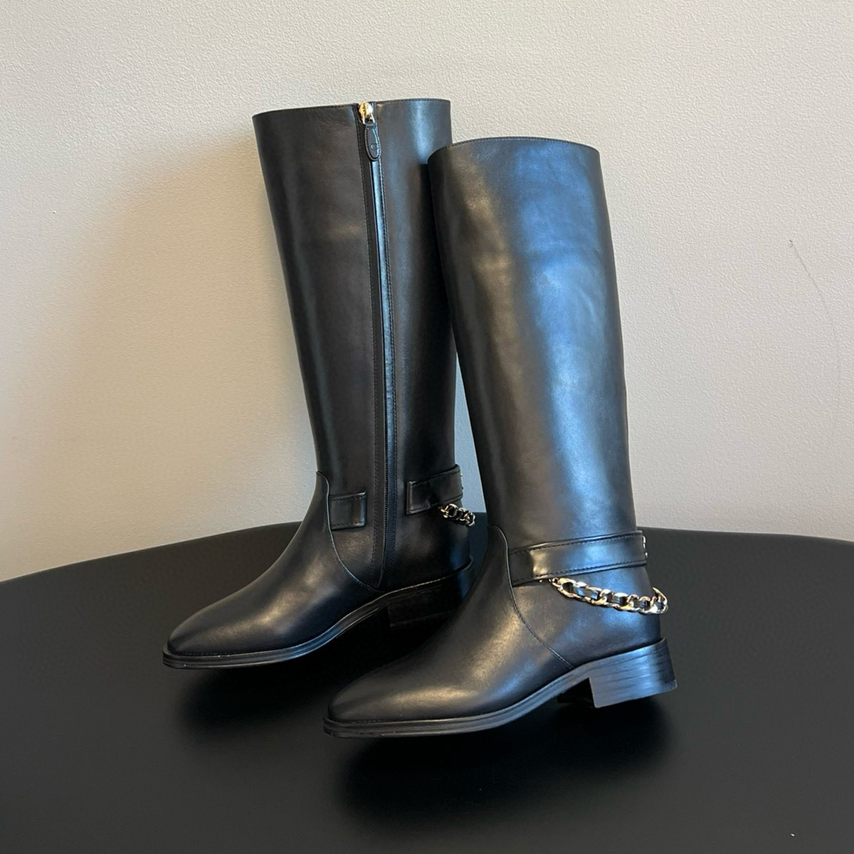 NIGO Chanel Women's Autumn and Winter Black Zipper Round Toe Thigh High Boots Shoes #nigo72228