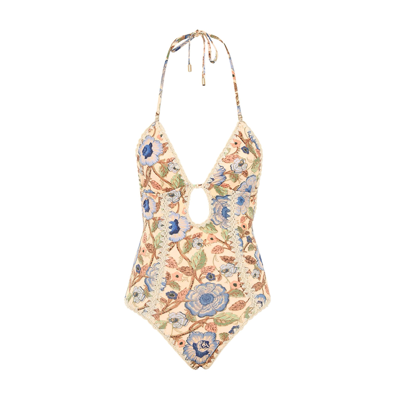 NIGO Zimmermann Women's Summer Floral Print V-Neck Slim One-piece Swimsuit #nigo72253