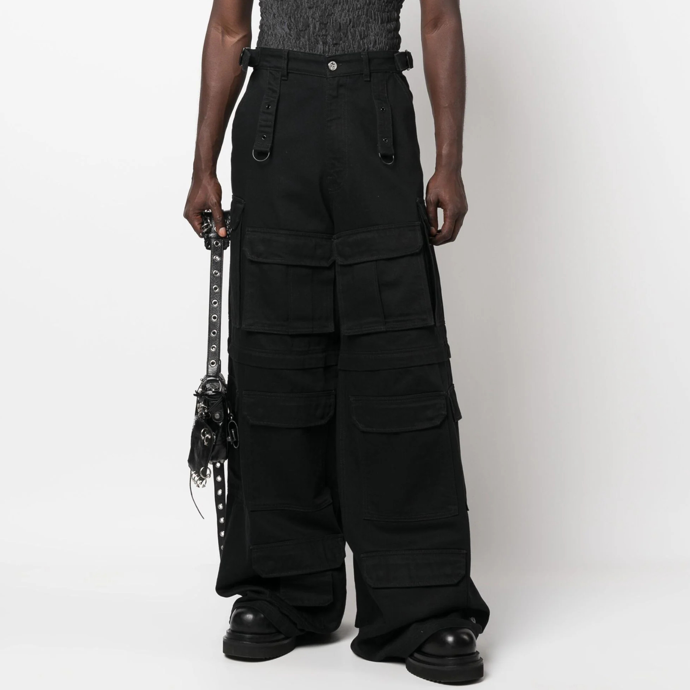 NIGO Vetements Men's Women's Four Seasons Solid Color Thickened Multi-Pocket Work Pants Loose Wide Leg Casual Denim Pants Ngvp #nigo8669