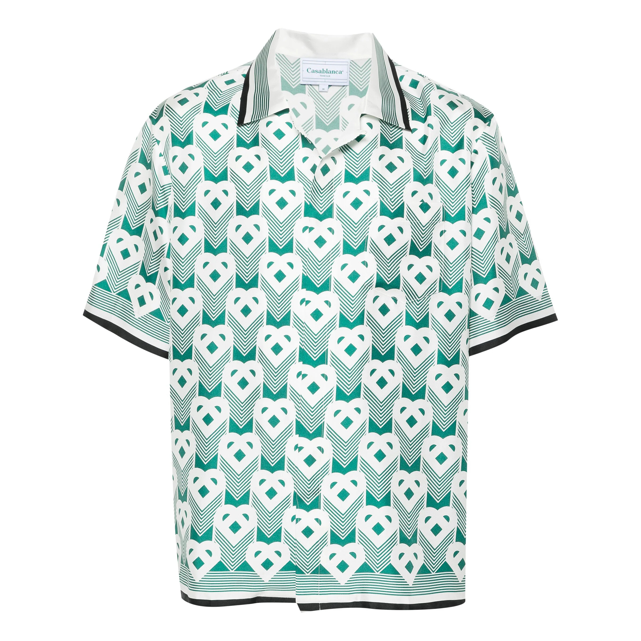 NIGO Casablanca Men's Summer Gradient Heart Printed Silk Short Sleeve Shirt Casual Elastic Lace-Up Shorts Ngvp #nigo8677