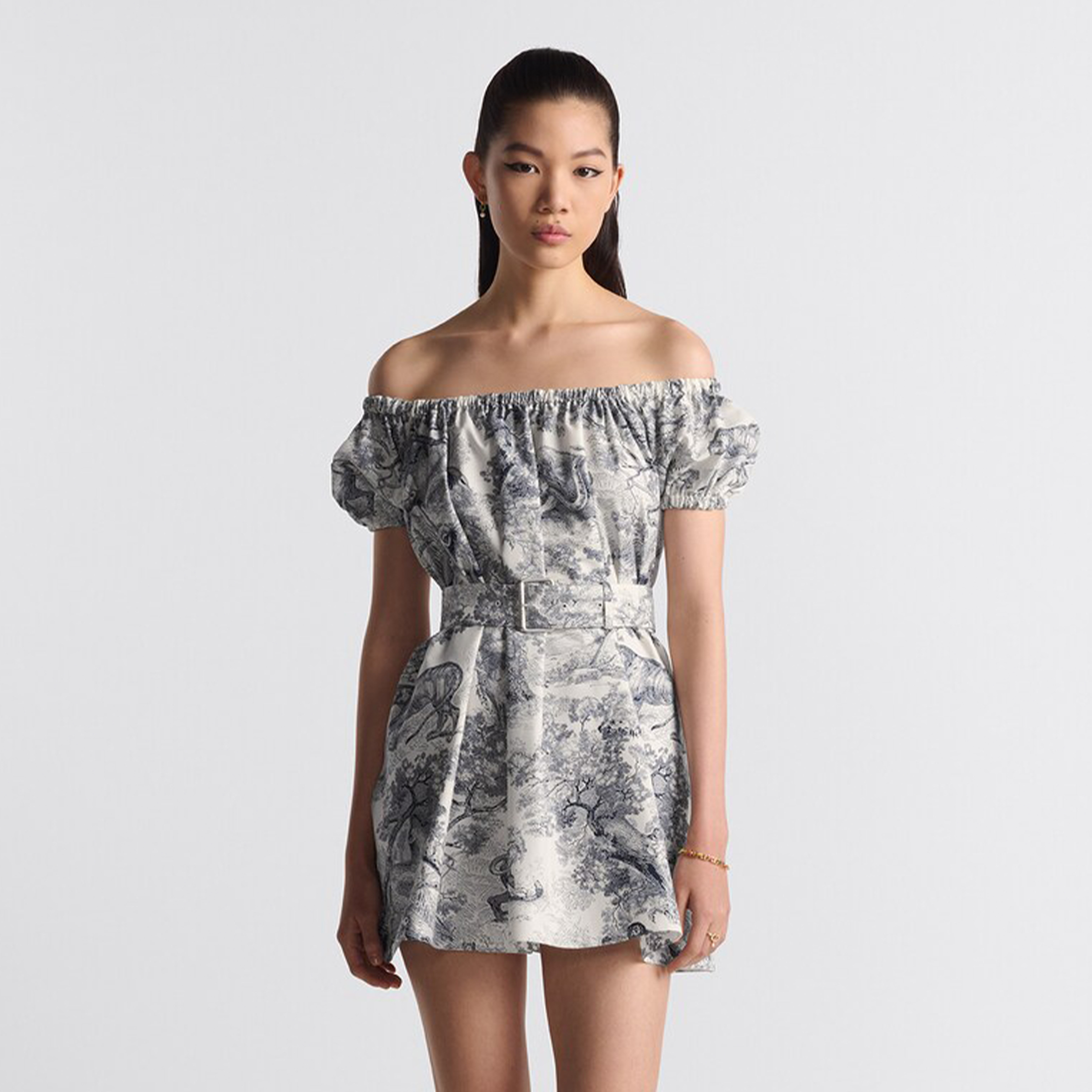 NIGO Dior Women's Summer Colorblocked Dioriviera One Shoulder Cotton Short Flared Dress Ngvp #nigo8686