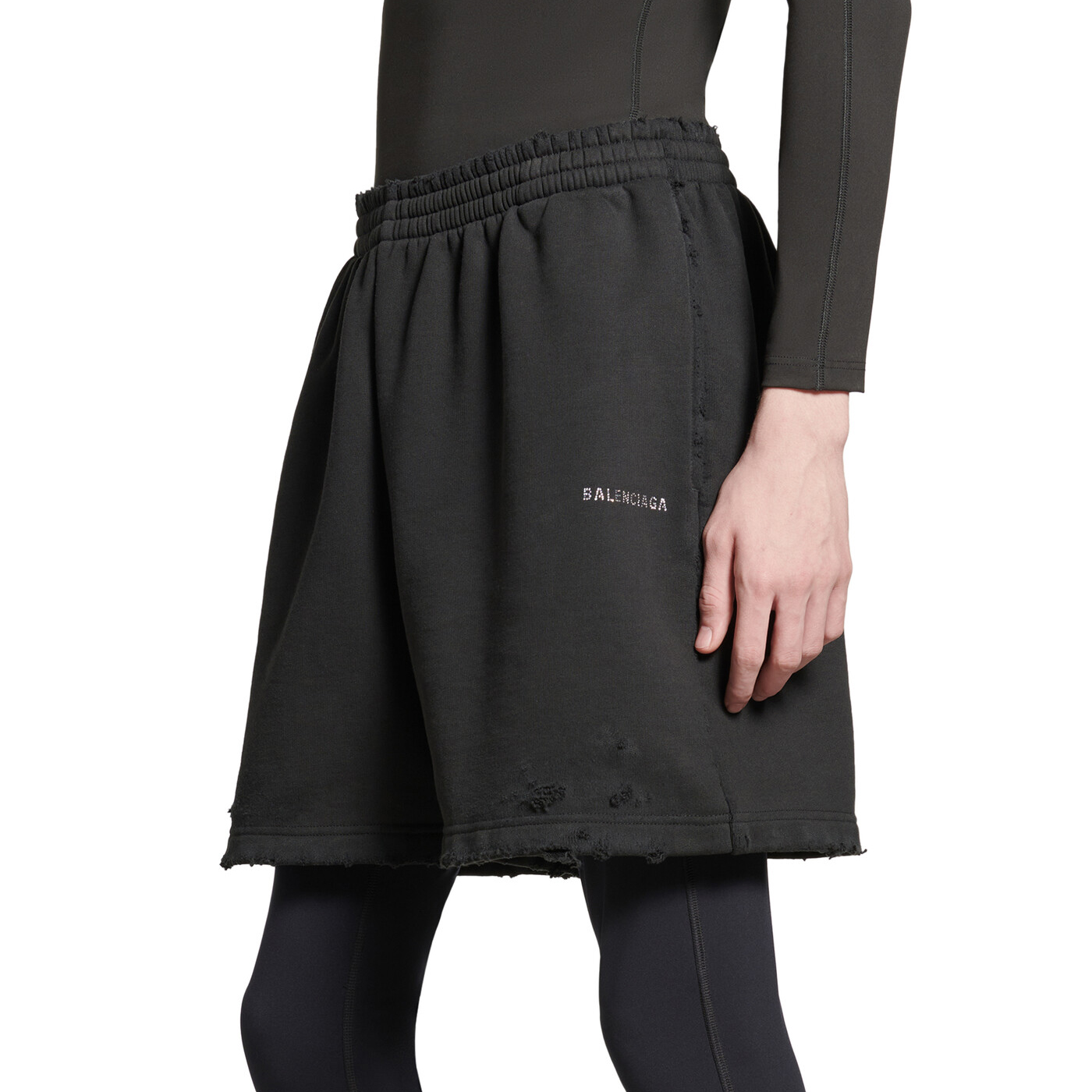 NIGO Balenciaga Men's Summer Hot Drill Logo Letter Print Black Cotton Shorts Pants #nigo72272