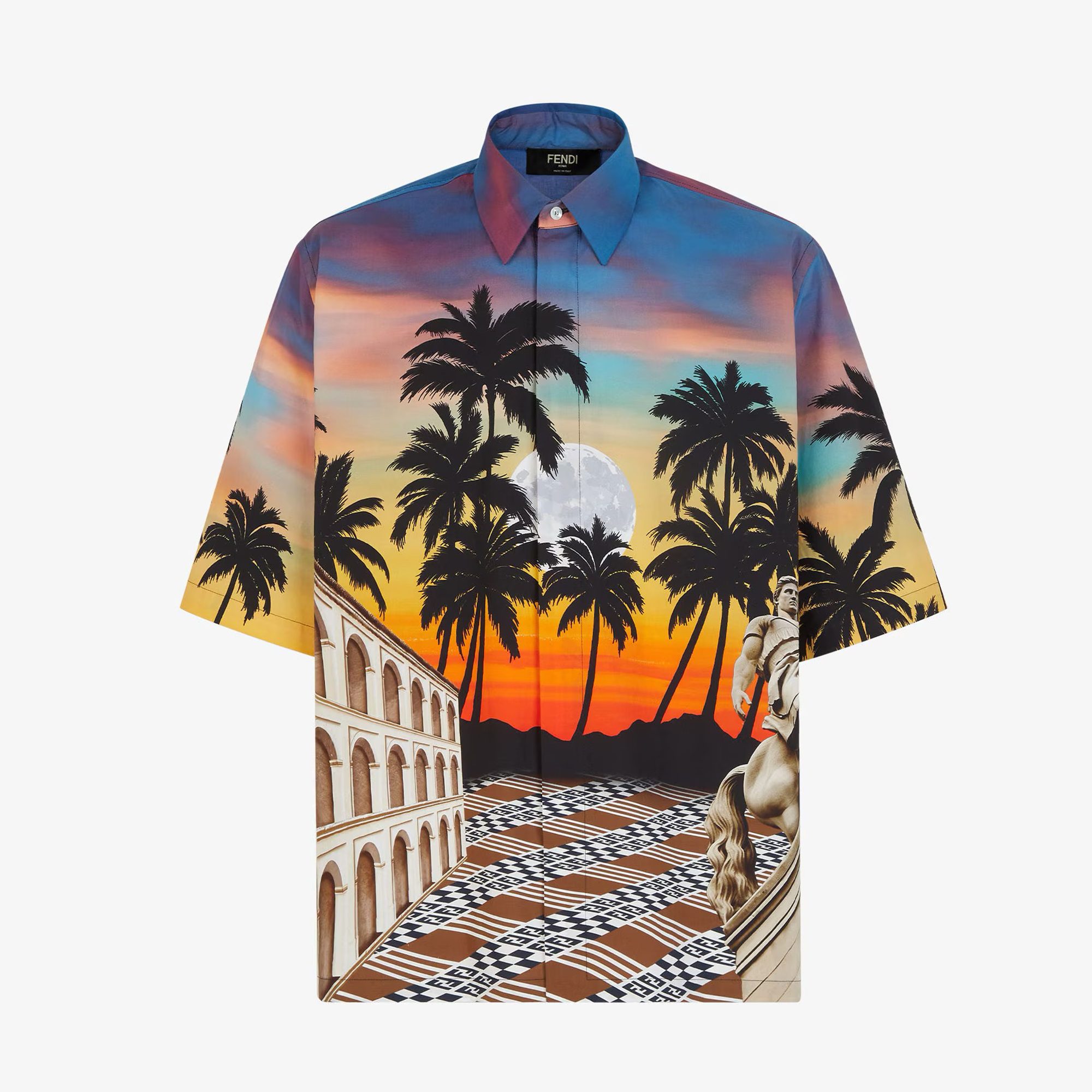 NIGO Fendi Men's Summer Colorblocking Pattern Printed Single Breasted Loose Cotton Short Sleeve Shirt Ngvp #nigo8679