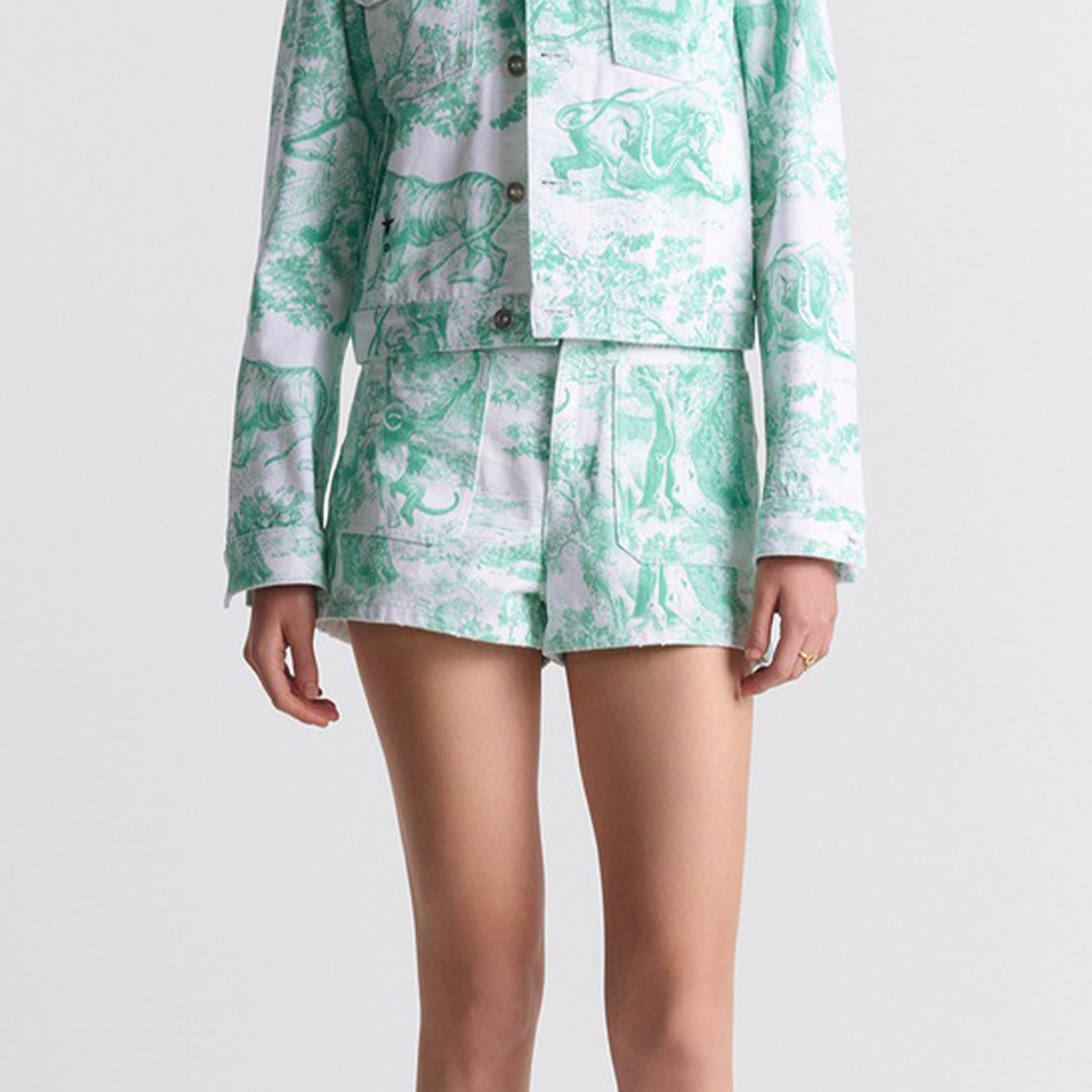 NIGO Dior Women's Summer Colorblocking Cotton Pattern Print Button Dioriviera Mid Waist Fitted Shorts Ngvp #nigo8685