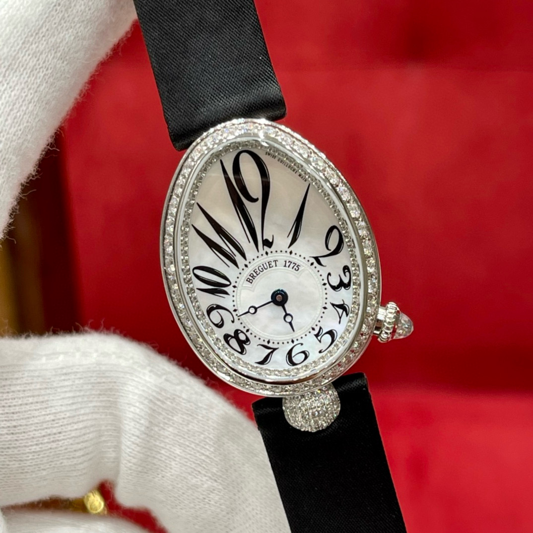 NIGO Breguet Reine De Naples Automatic Mechanical Movement Women's Watch Diamond Black Strap Luxury Watches #nigo71337