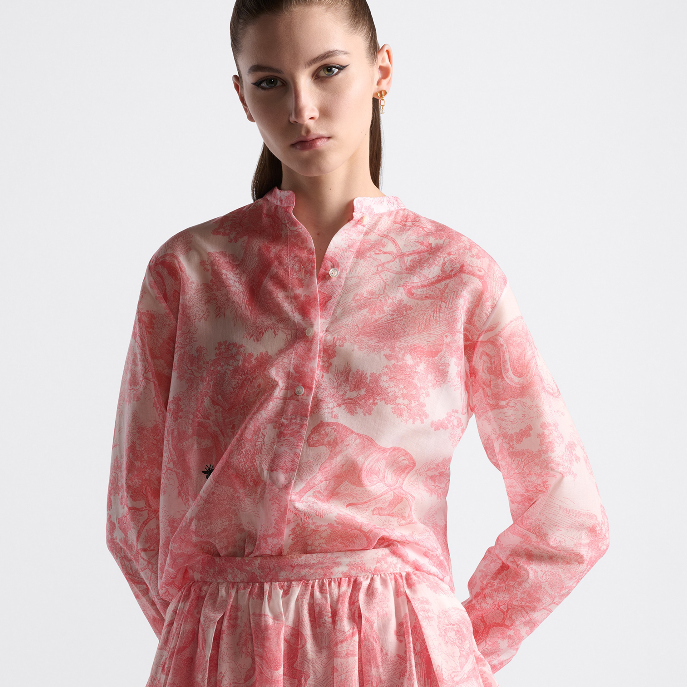 NIGO Dior Women's Summer Dioriviera Printed Pattern Embroidered Logo Medium Long Shirt Thin Long Sleeve Lapel Shirt Ngvp #nigo8734