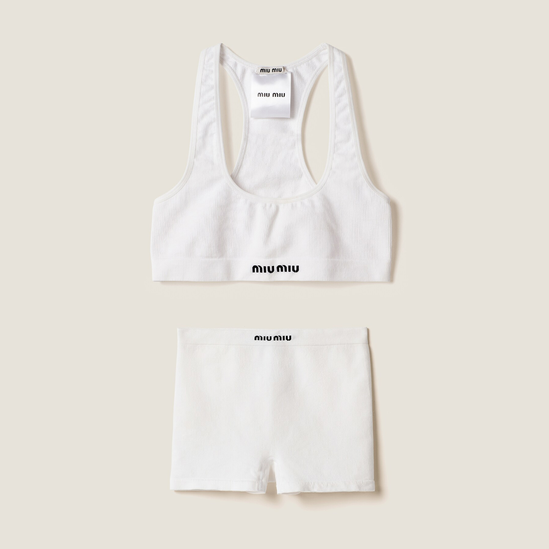 NIGO MiuMiu Women's Summer Solid Color Letter Logo Jacquard Sports Underwear Tight Shorts Set Suit #nigo72287