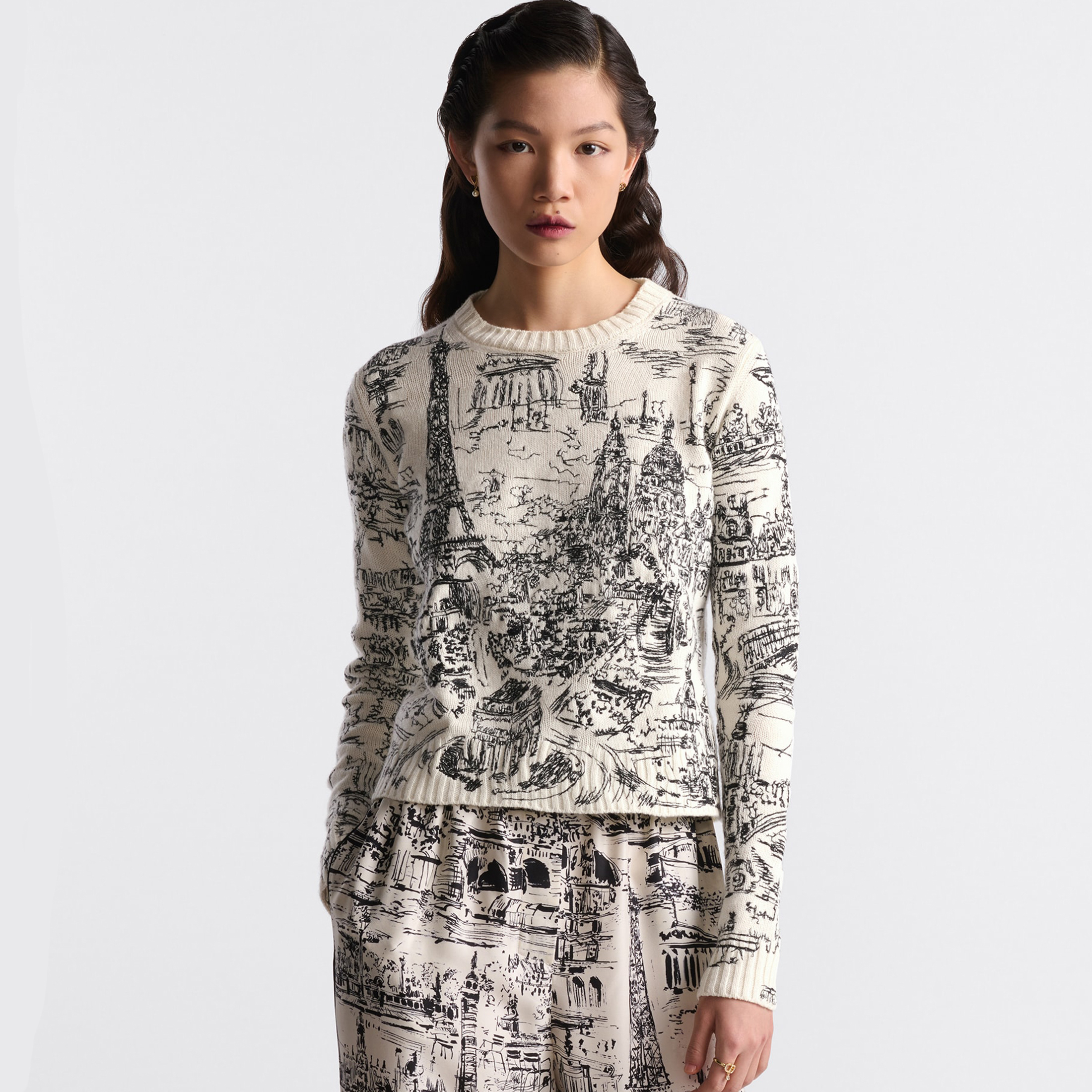 NIGO Dior Women's Spring And Autumn Paris Lines Hand-painted Style Embroidered Wool Knit Crew Neck Sweater Ngvp #nigo8733