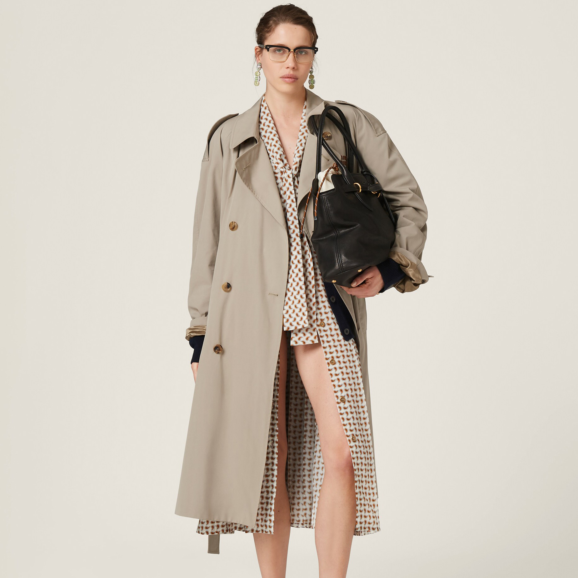 NIGO MiuMiu Women's Spring and Autumn Solid Color Letter Embroidery Lapel Double Breasted Long Sleeve Trench Coat Jacket #nigo72316