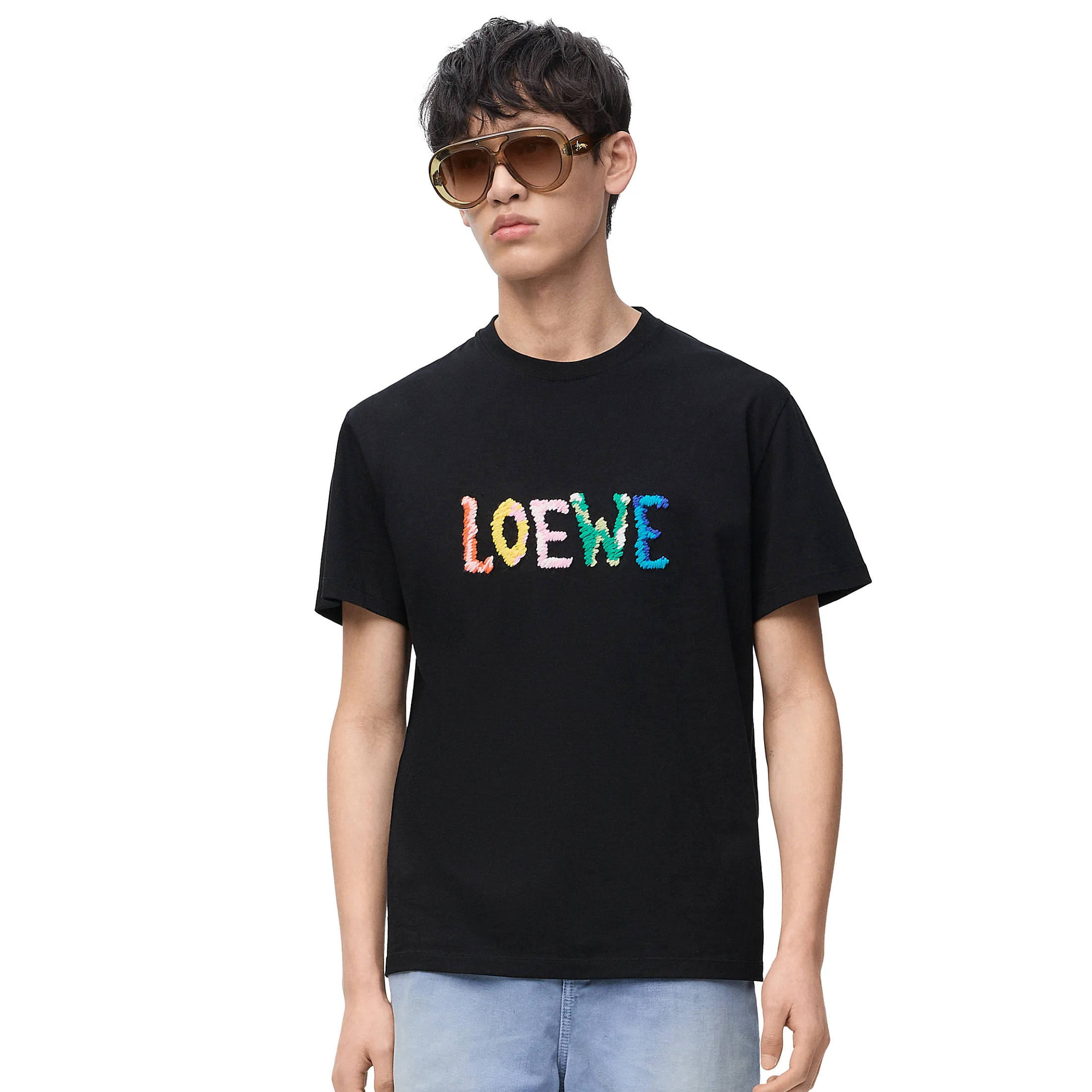 NIGO Loewe Men's Summer Cotton Letter Embroidery Casual Solid Color Loose Round Neck Short Sleeve T-Shirt #nigo72328