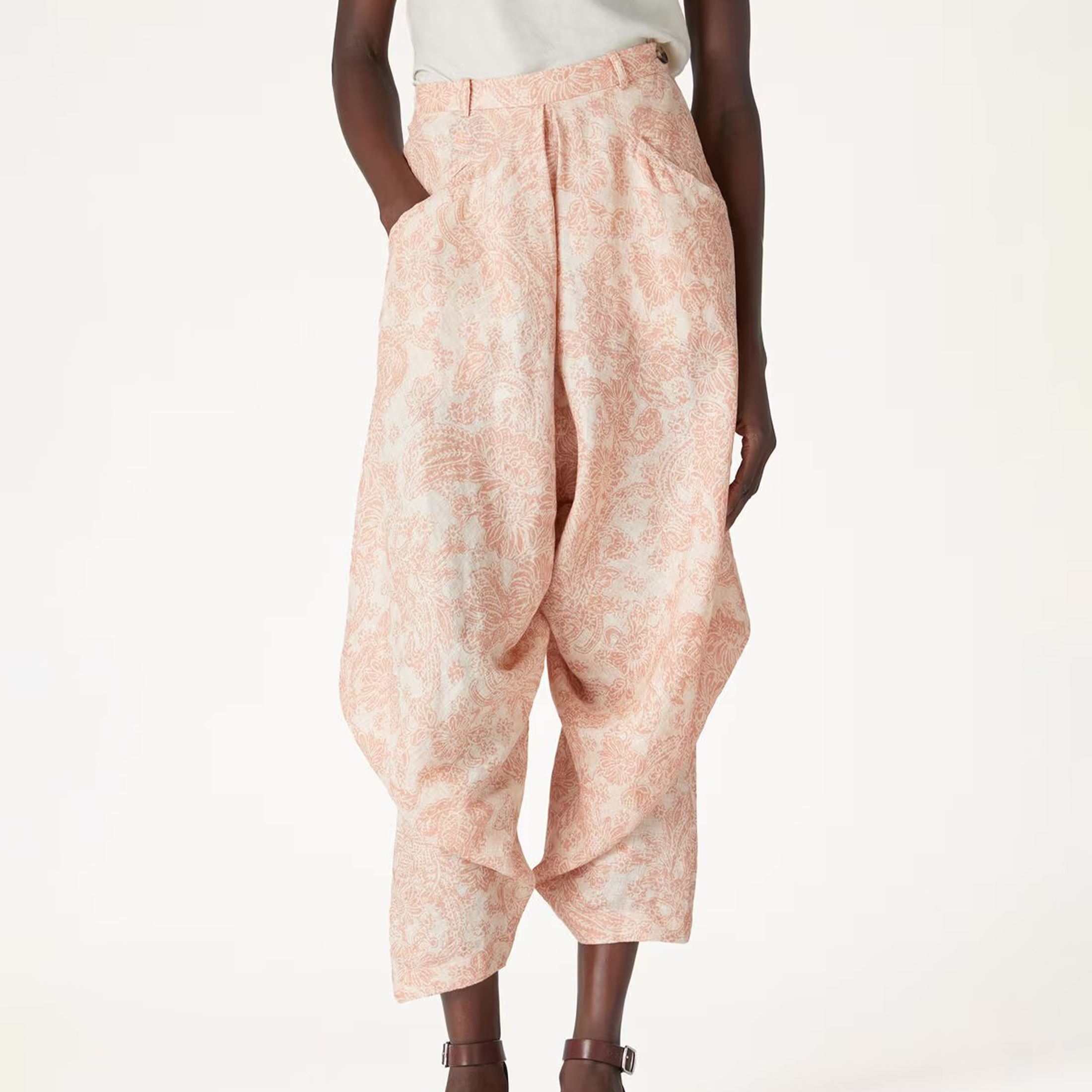 NIGO Loro Piana Women's Spring/Summer Helmer Floral Print Loose Casual Solid Color Linen Lantern Pants Ngvp #nigo8741