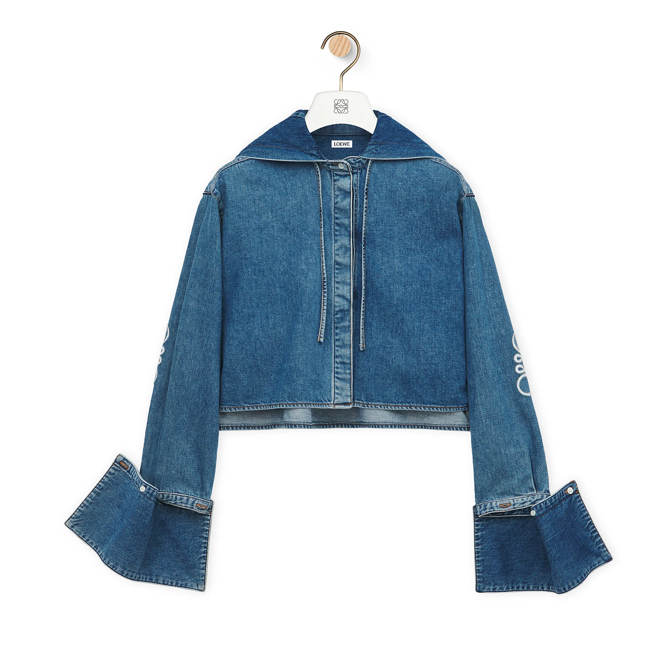 NIGO Loewe Women's Spring And Fall Tannin Short Hooded Shirt Washed Cotton Loose Casual Single Breasted Jacket #nigo72321