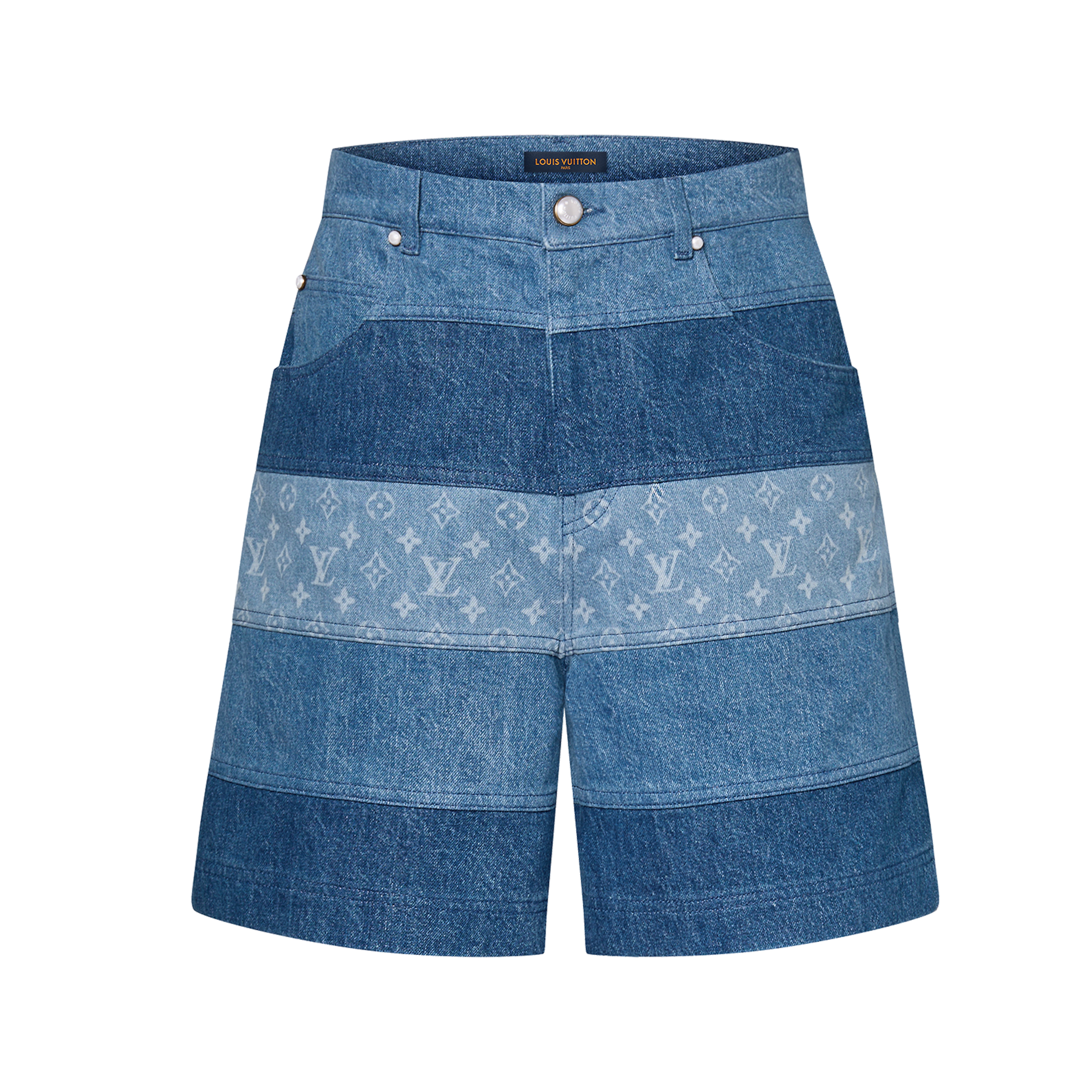 NIGO Louis Vuitton Men's Spring And Summer Fashion Retro Print Casual Pants Striped Stitching Denim Shorts #nigo72324
