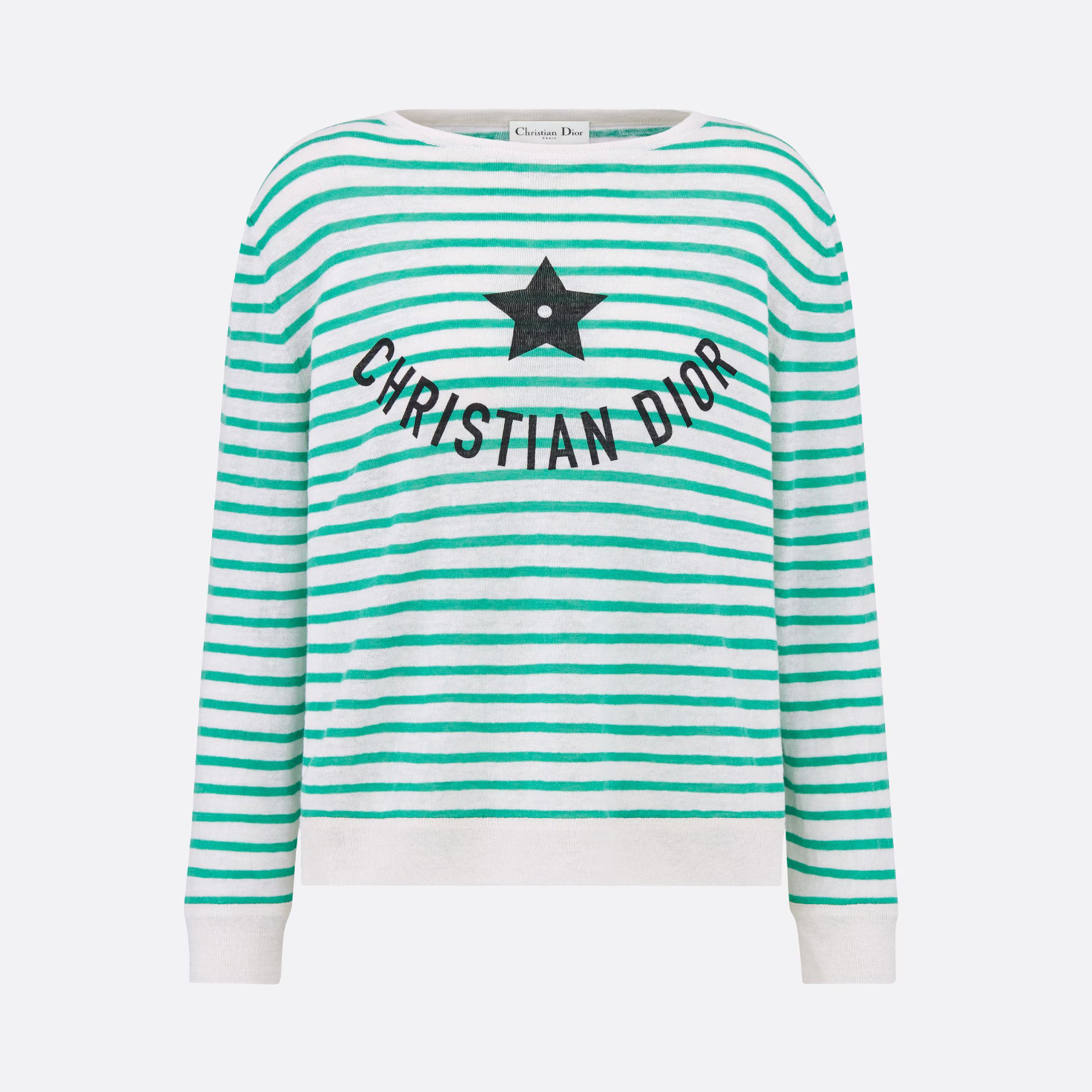 NIGO Dior Women's Spring Summer Mint Green Striped Printed Cashmere Linen Knitwear Top Long Sleeve T-shirt #nigo72331