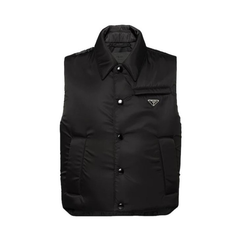 NIGO Prada Women's Spring and Autumn Black Logo Label Sleeveless Nylon Single Breasted Vest Jacket #nigo72332