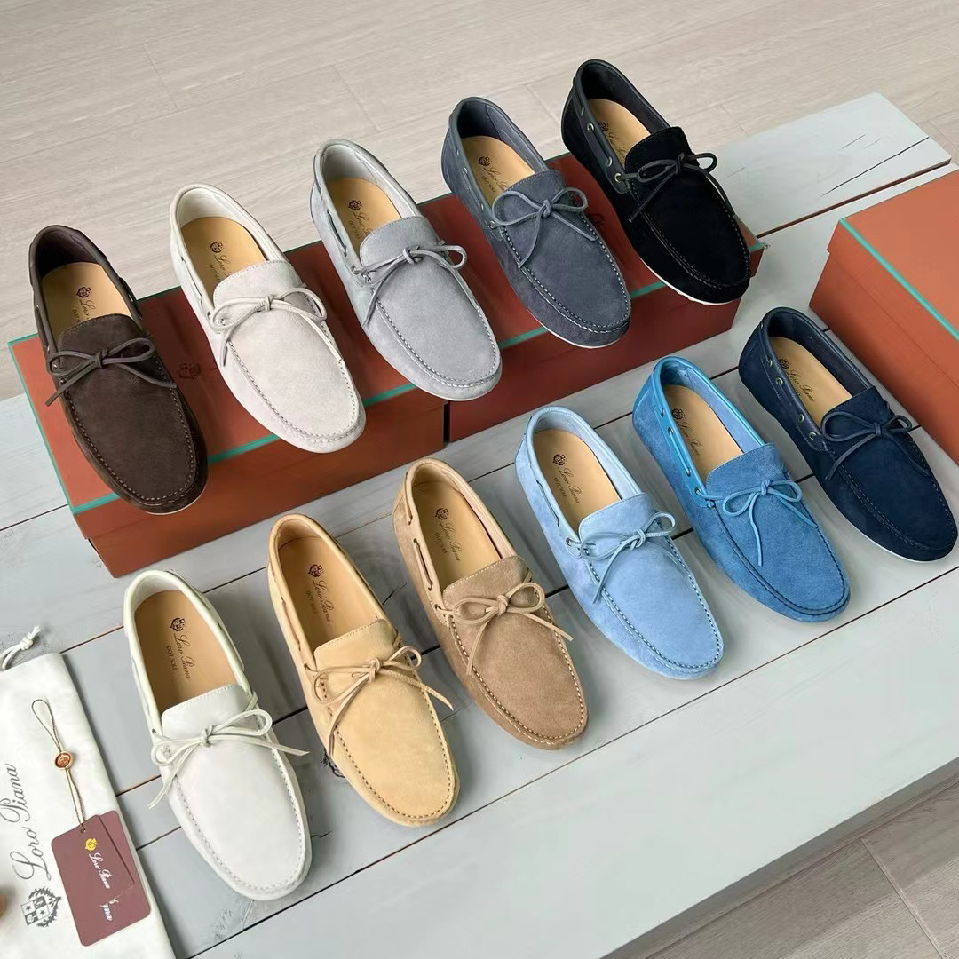 NIGO Loro Piana Men's Solid Color Suede Leather Pendant Flat Loafers Shoes #nigo72345