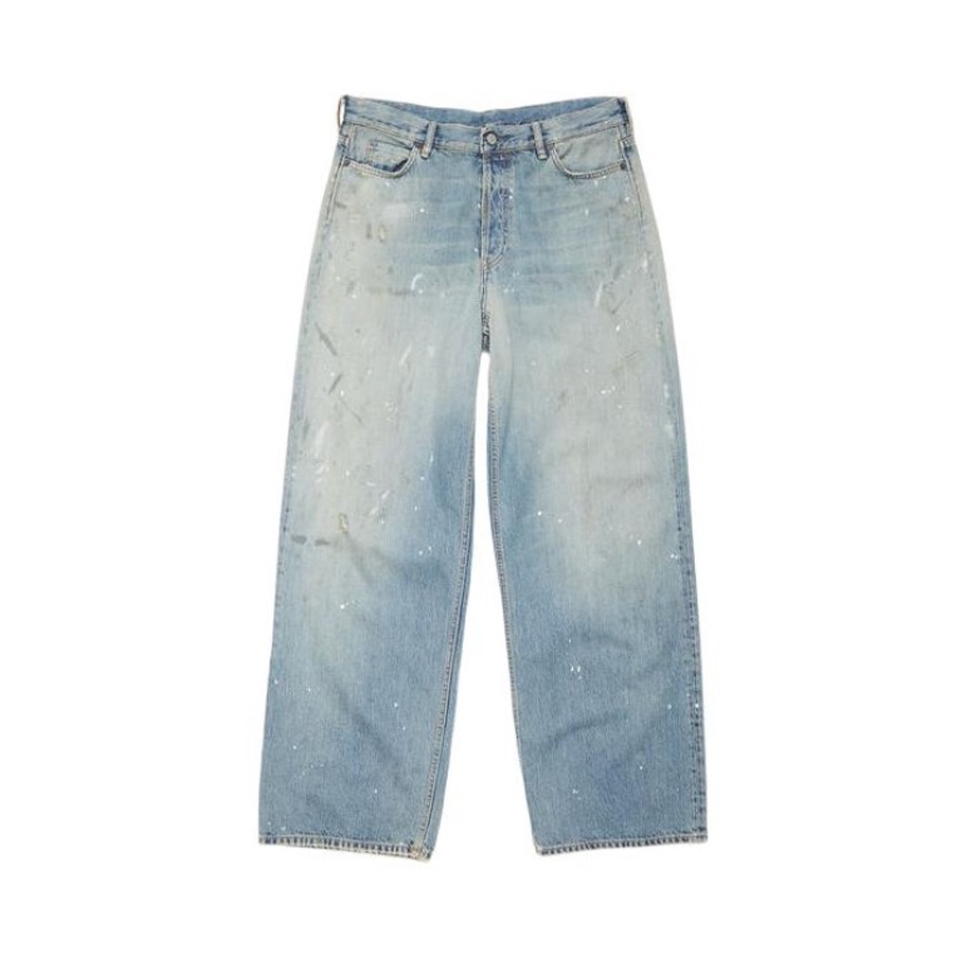 NIGO Acne Studios Men's Four Seasons Solid Color Graffiti Aged Straight Leg Loose Low Waist Wide Leg Denim Pants Ngvp #nigo8745