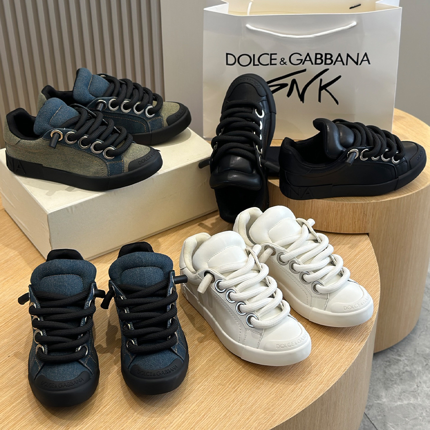 NIGO Dolce&Gabbana Men's Four Seasons Fashion Splicing Calfskin Low-Top Sneakers Casual Solid Color Shoes #nigo72346