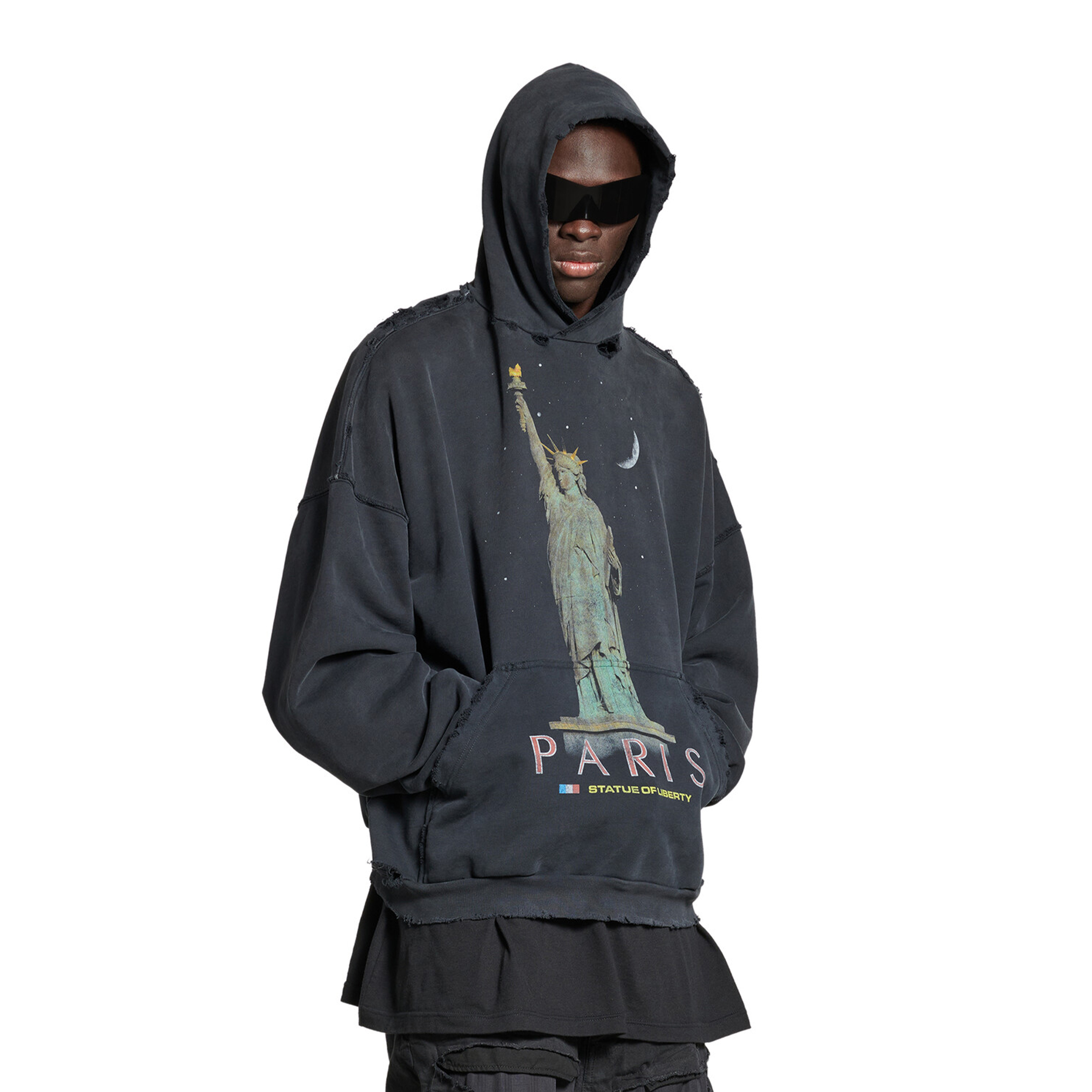 NIGO Balenciaga Men's Spring and Autumn PARIS LIBERTY Print Long Sleeve Loose Black Oversized Hoodie Ngvp #nigo8752