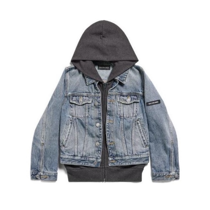 NIGO Balenciaga Men's Women's Spring and Autumn Solid Color Lapel Fit Single Breasted Long Sleeve Hooded Sweatshirt Spliced Denim Jacket Coat Ngvp #nigo8749