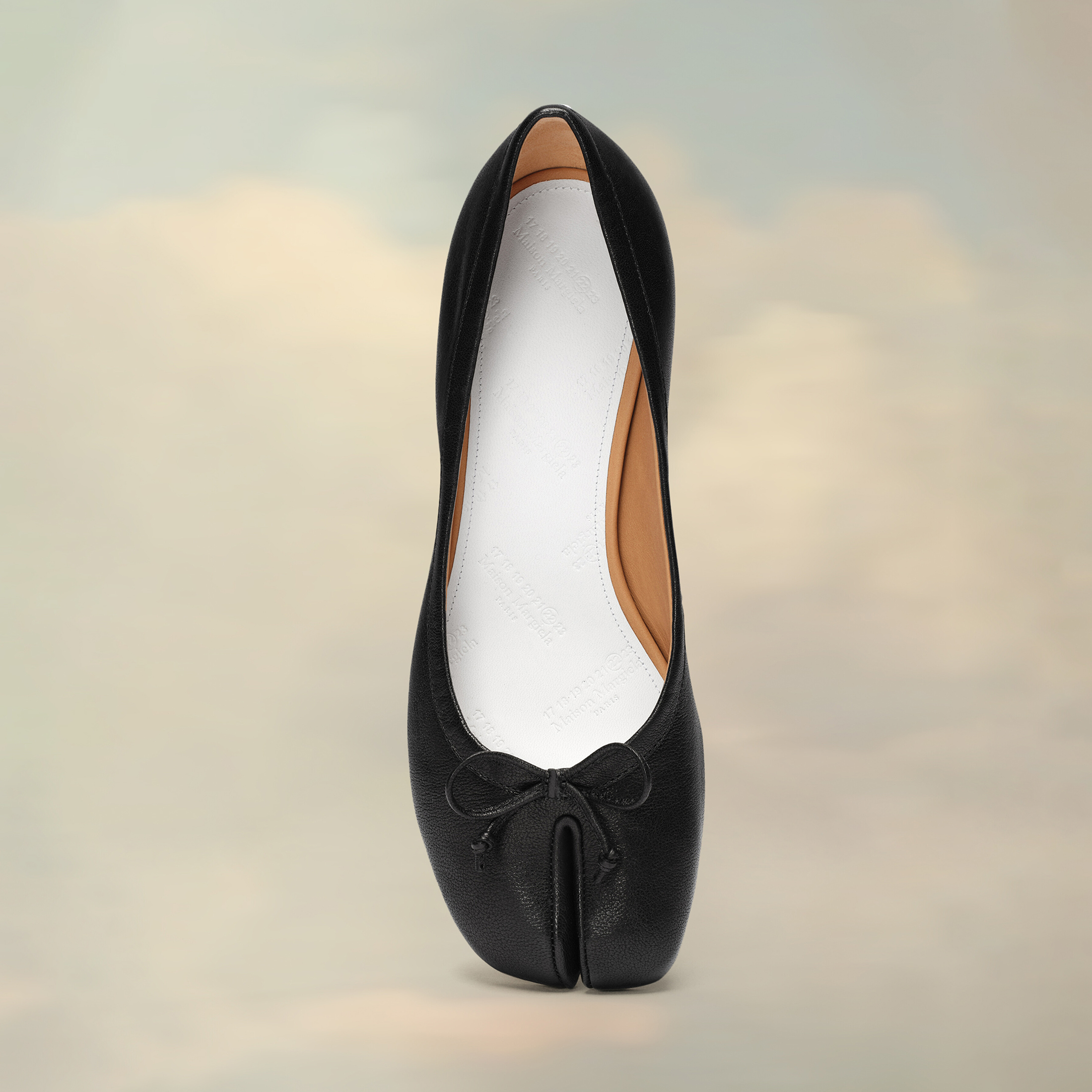 NIGO Maison Margiela Women's Tabi Ballerinas Autumn And Winter Solid Color Fashion Bow Chunky Heel Split Toe Casual Leather Shoes #nigo71346