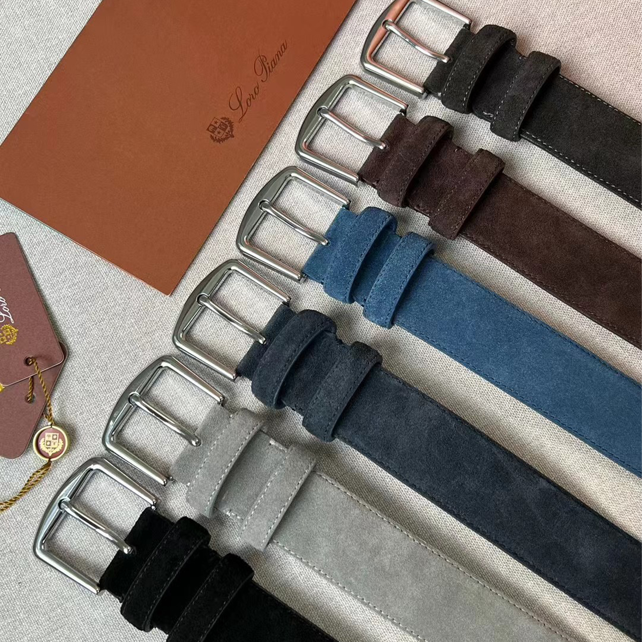 NIGO Loro Piana Men's Fashion Solid Color Metal Buckle Suede Casual Simple Leather Belt Ngvp #nigo8754