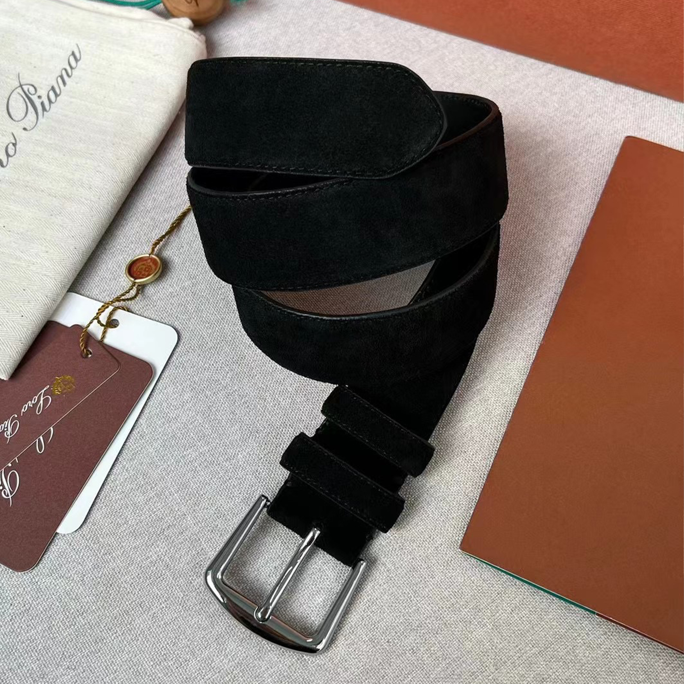 NIGO Loro Piana Men's Fashion Solid Color Metal Buckle Suede Casual Simple Leather Belt Ngvp #nigo8754