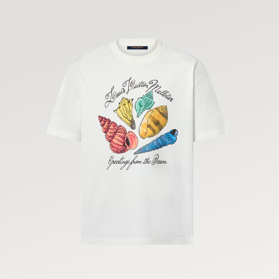 NIGO Louis Vuitton Men's Women's Summer Letter Shell Printed Cotton Short Sleeve Casual Fit White T-Shirt #nigo71351