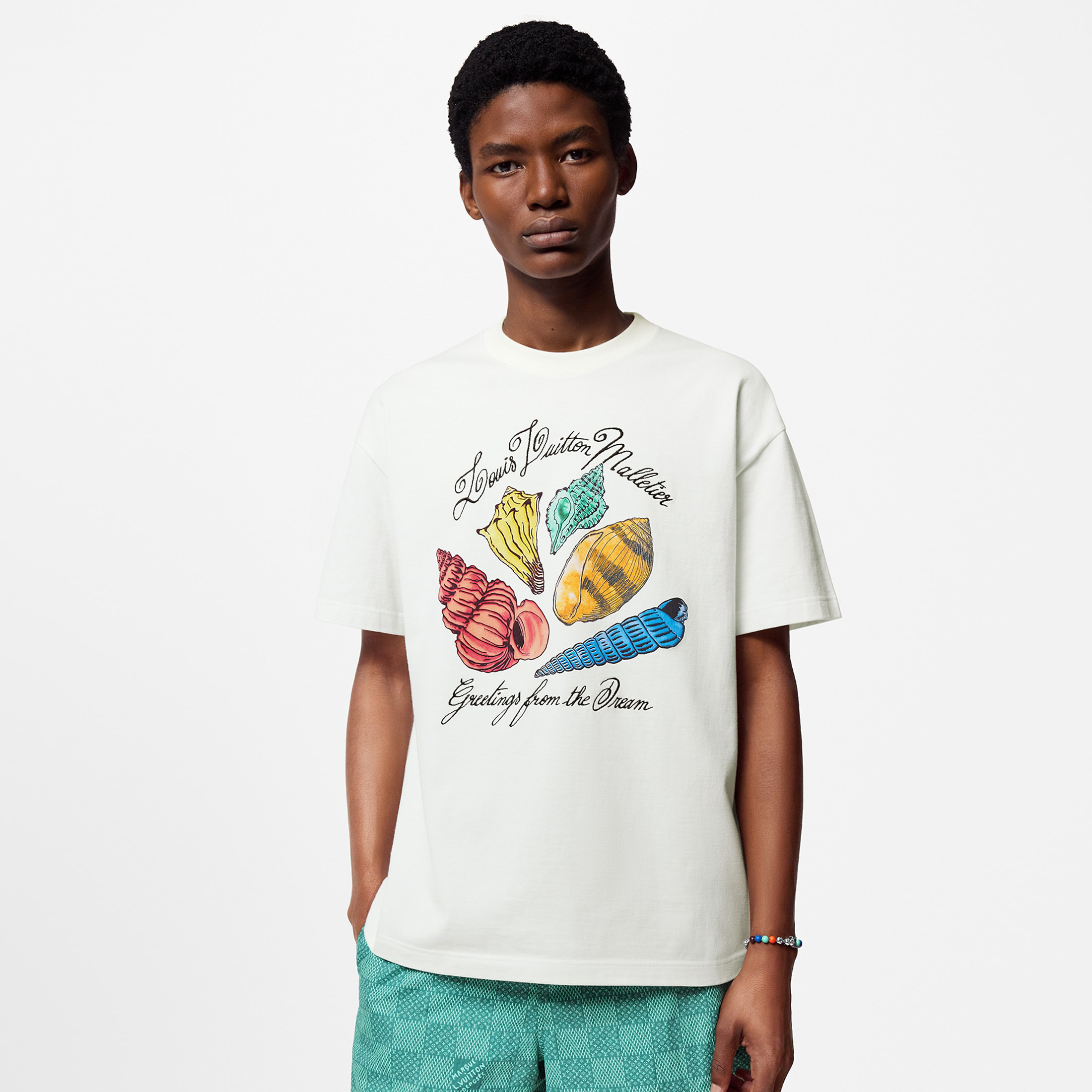 NIGO Louis Vuitton Men's Women's Summer Letter Shell Printed Cotton Short Sleeve Casual Fit White T-Shirt #nigo71351