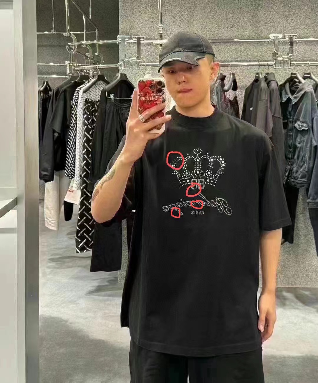 NIGO Balenciaga Men's Summer Monogrammed Logo Black Crew Neck Cotton T-Shirt #nigo99748