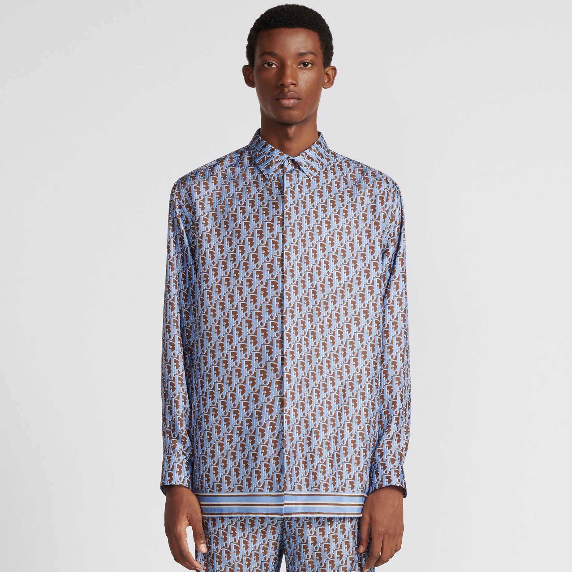 NIGO Dior Men's Summer Logo Printed Lapel Single Breasted Long Sleeve Shirt #nigo72357