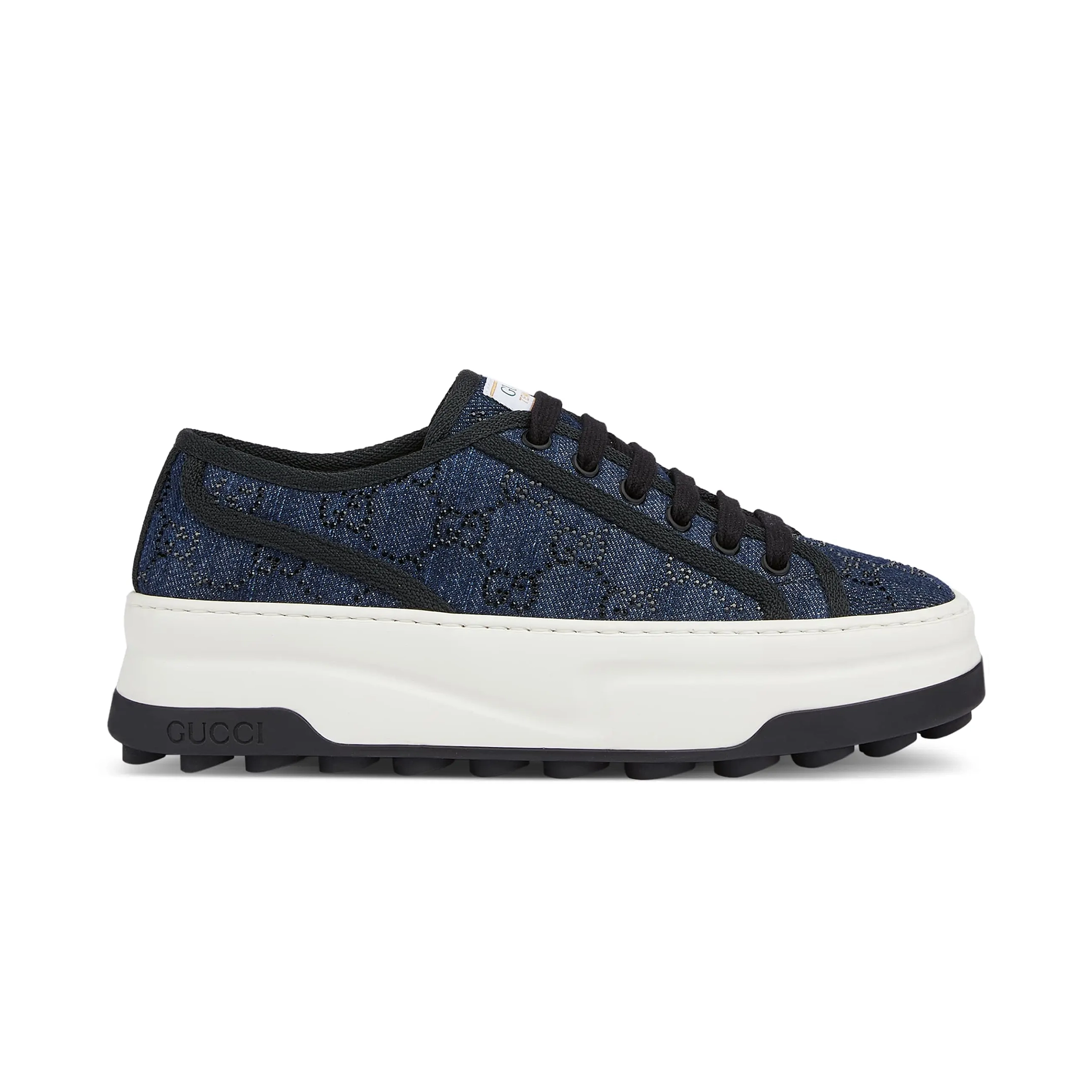 NIGO Gucci Women's Blue Round Toe Hot Rhinestone Letter Low Top Lace Up Sneakers Shoes #nigo72358