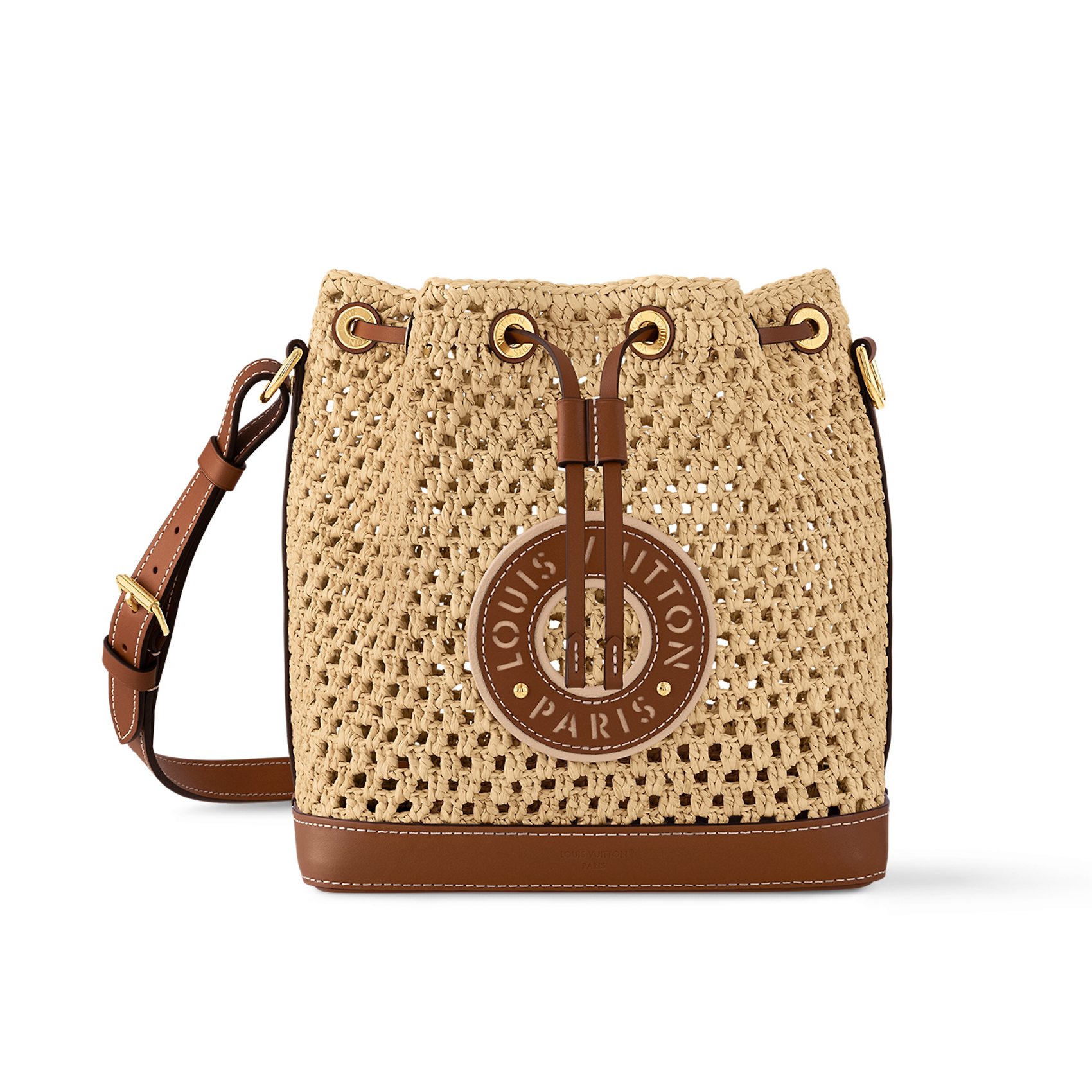 NIGO Louis Vuitton Noe BB Women's Brown Letter Logo Drawstring Closure Raffia Bucket Bag Shoulder Crossbody Bags #nigo72377