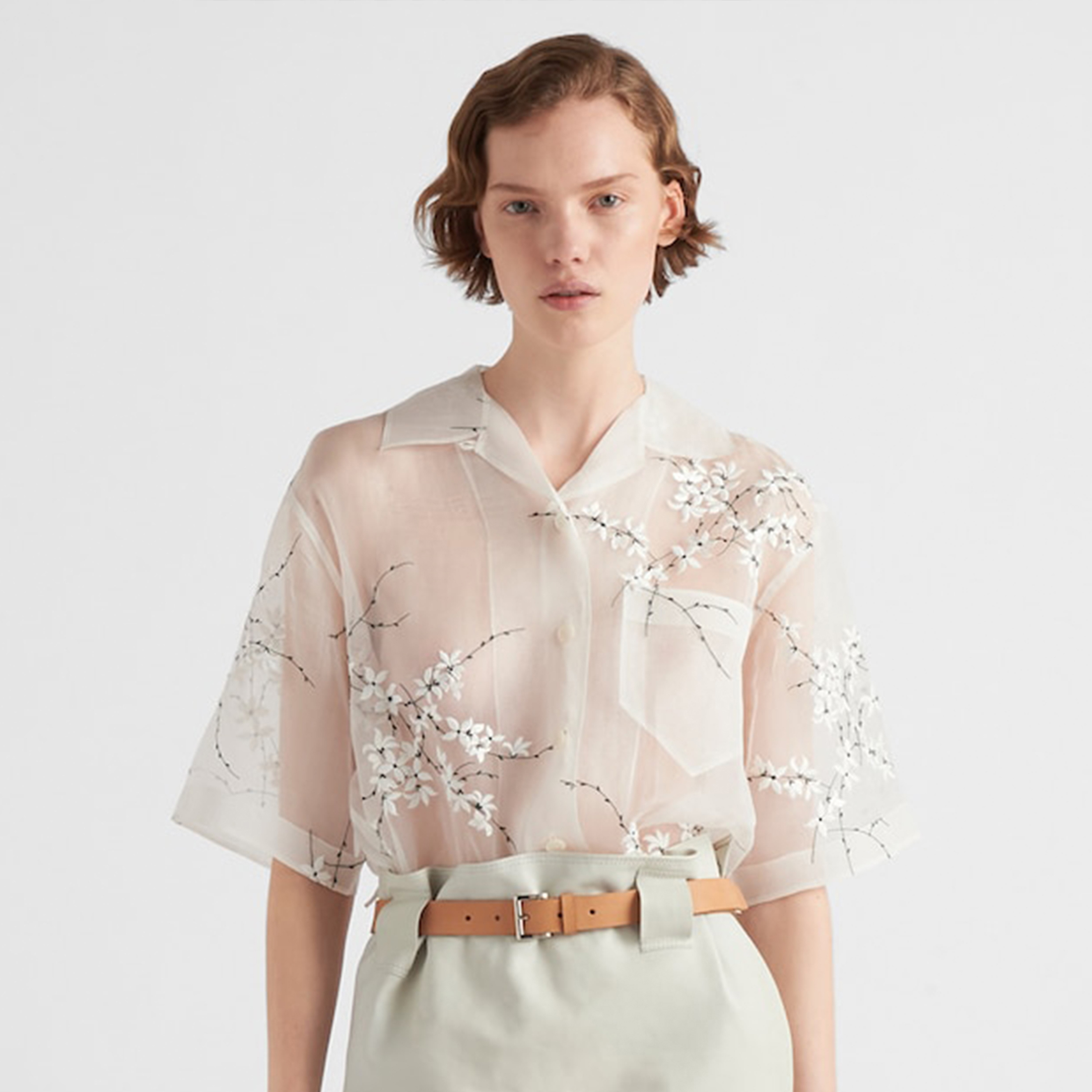 NIGO Prada Women's Summer Floral Embroidery Lapel Loose Suspender Short Sleeve Two Piece Shirt Ngvp #nigo8758