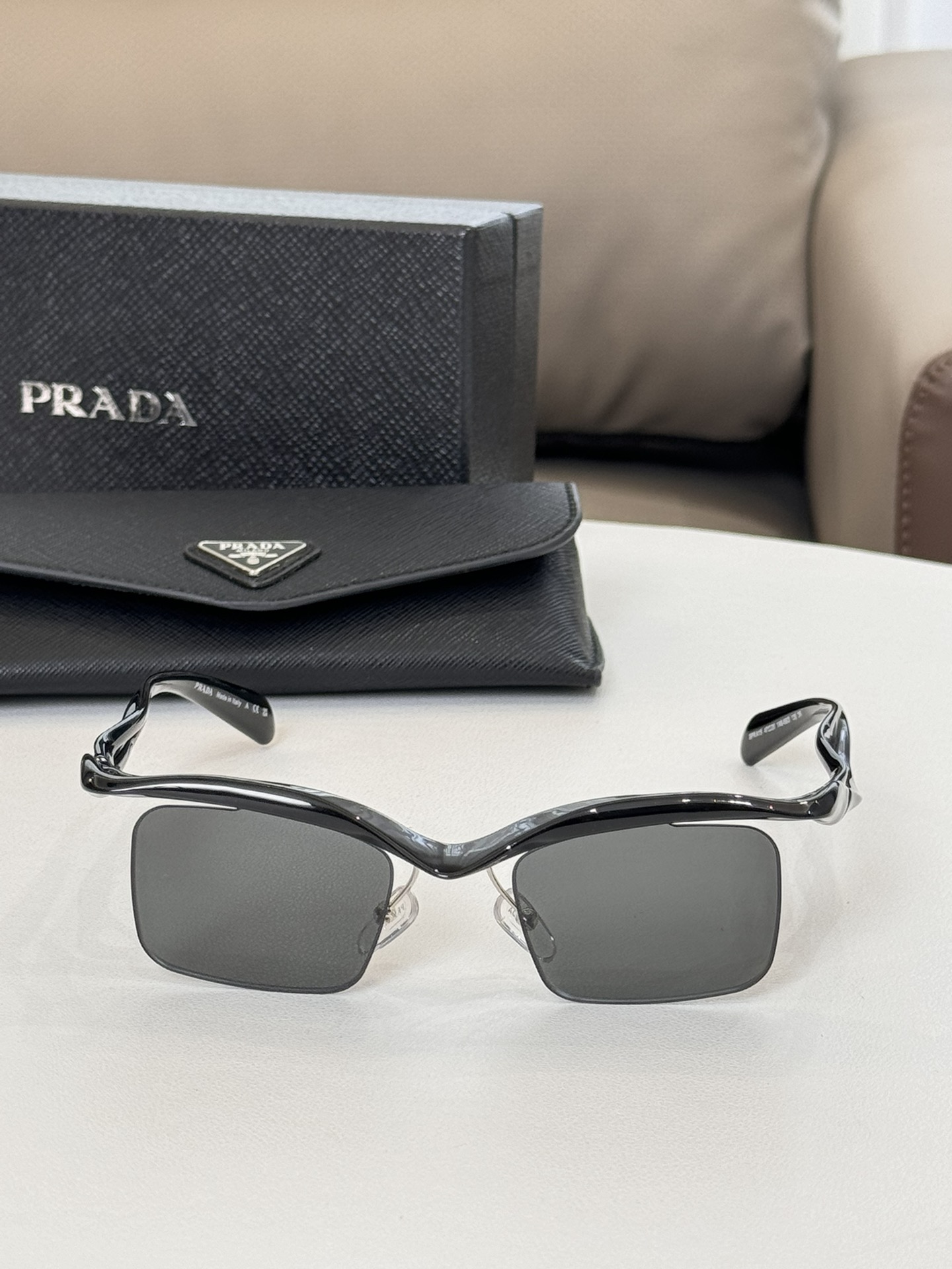 NIGO Prada Women's Men's Sunglasses Retro Funky Dazzling High Street Black Square Frame Eyewear #nigo71351