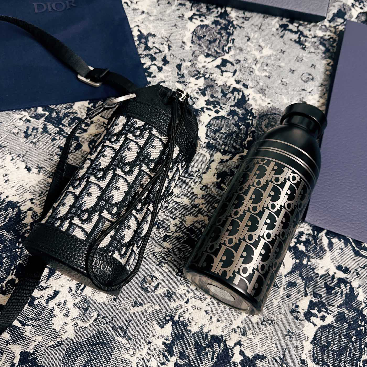 NIGO Dior Women's Men's and Women's Old Flower Print Pattern with Shoulder Strap Grained Cowhide and Stainless Steel Kettle Shoulder Crossbody Bag Bags #nigo72374