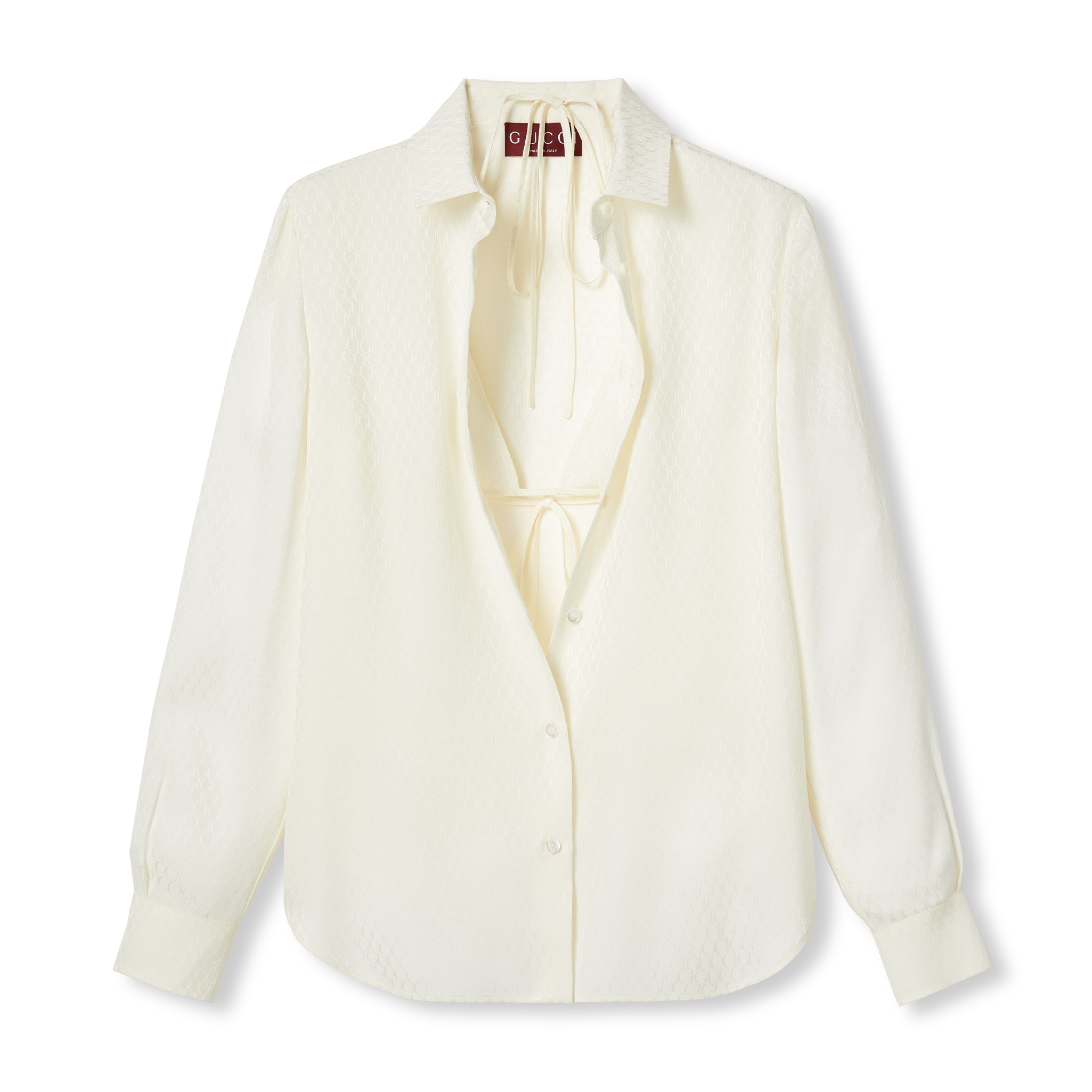 NIGO Gucci Women's Summer Solid Color Logo Jacquard Full Print Single Breasted Long Sleeve Shirt #nigo72373