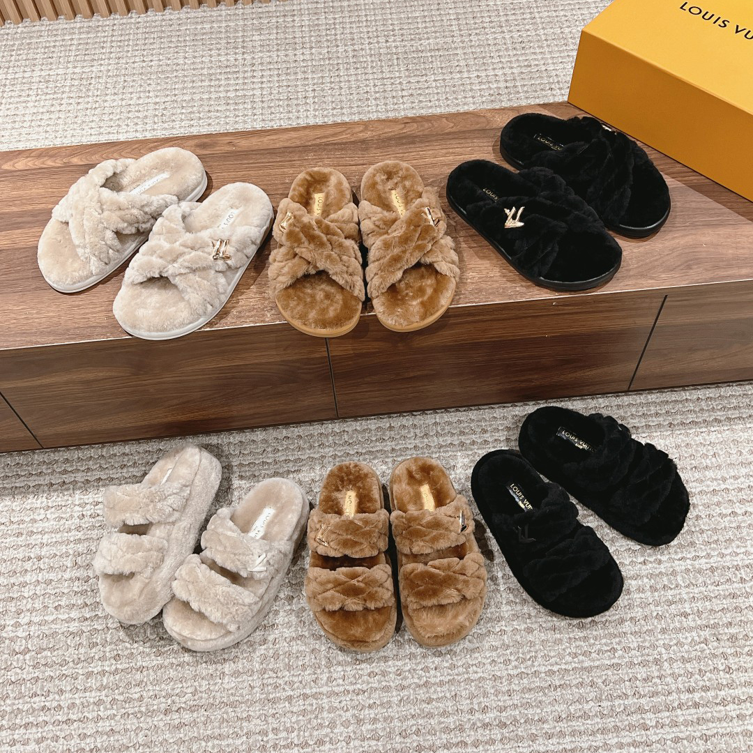 NIGO Louis Vuitton Women's Summer Wool Leather Upper Letters Metal Decoration Flat Bottom One Slipper Sandals Shoes #nigo72379