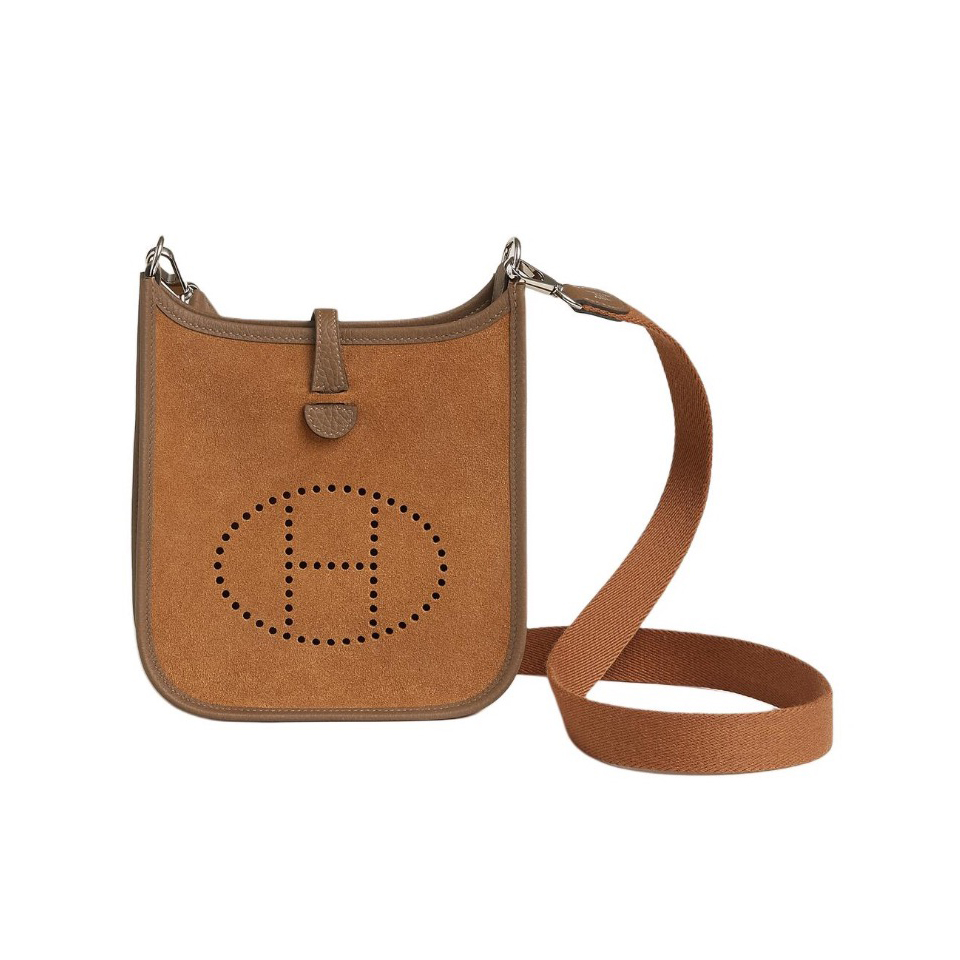 NIGO Hermes Women's Evelyne 16 Brown Grizzly Calfskin Quilted Clemence Calfskin Crossbody Shoulder Bag Bags #nigo98173
