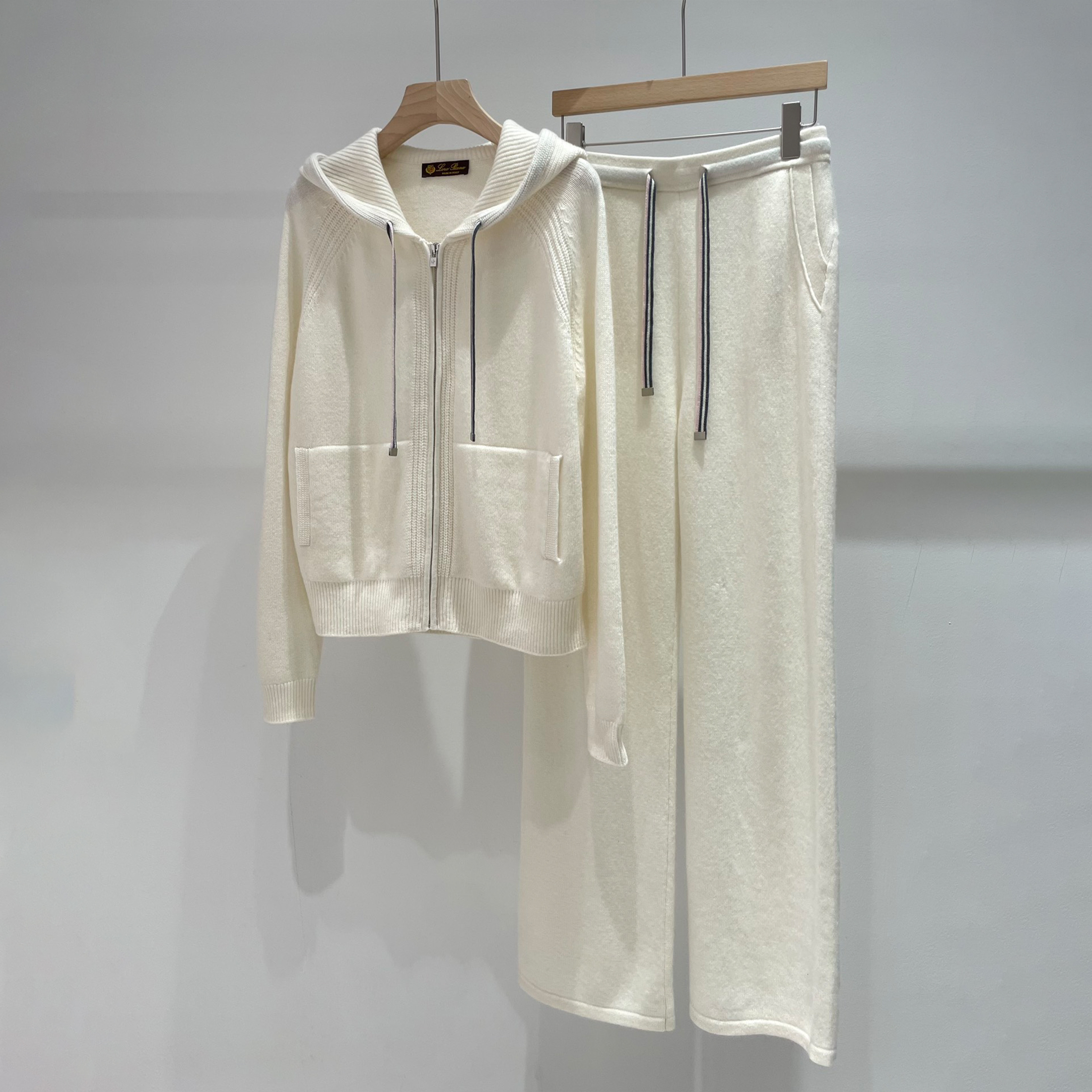 NIGO Loro Piana Women's Spring And Autumn Fashion Casual Knitted Drawstring Hooded Suit Long Pants Long Sleeve Solid Color Cashmere Sweater Ngvp #nigo8772