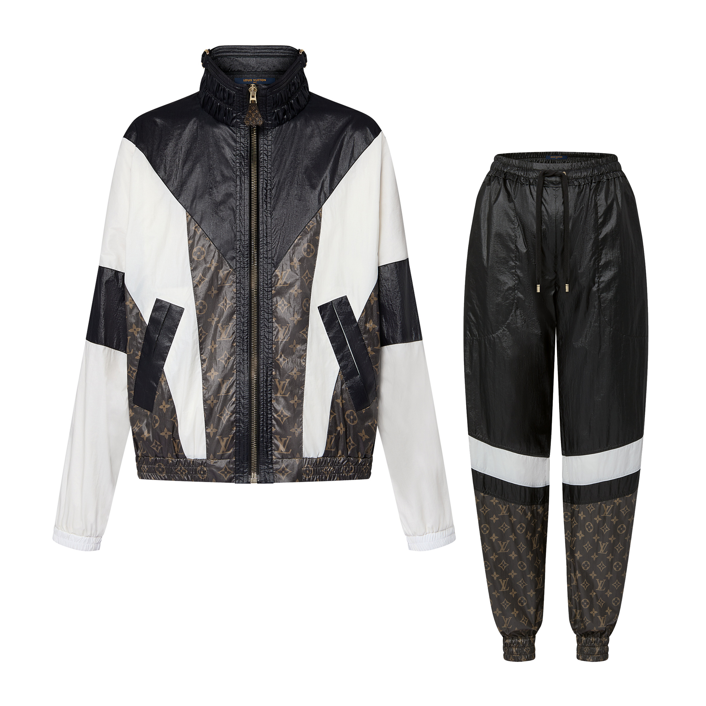 NIGO Louis Vuitton Women's Spring and Autumn Color Block Splicing Zipper Long Sleeve Jacket Lace Up Drawstring Casual Pants Set Suit #nigo72389