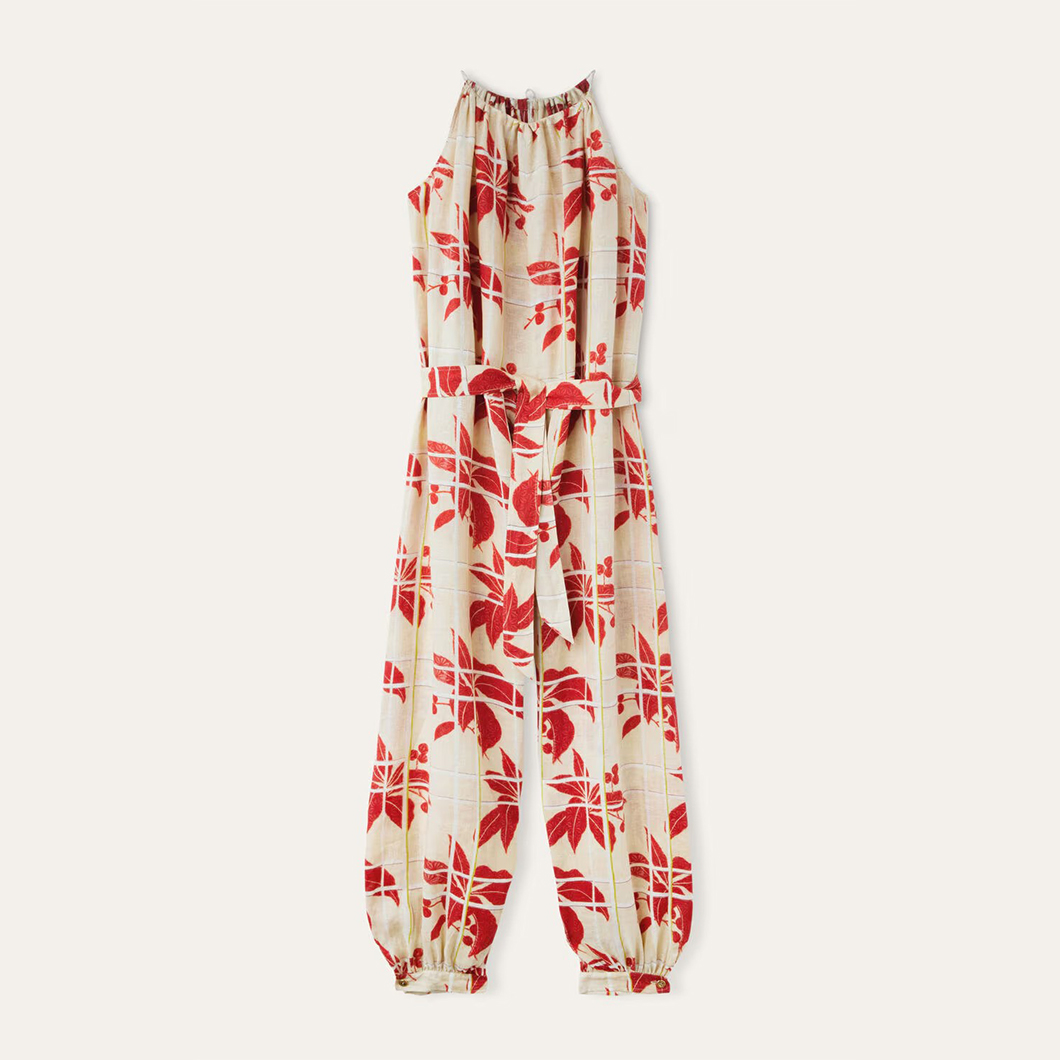 NIGO Loro Piana Women's Summer Pattern Printed Solid Color Linen Cristina Lace-up Fitted Jumpsuit Casual Pants Ngvp #nigo8814