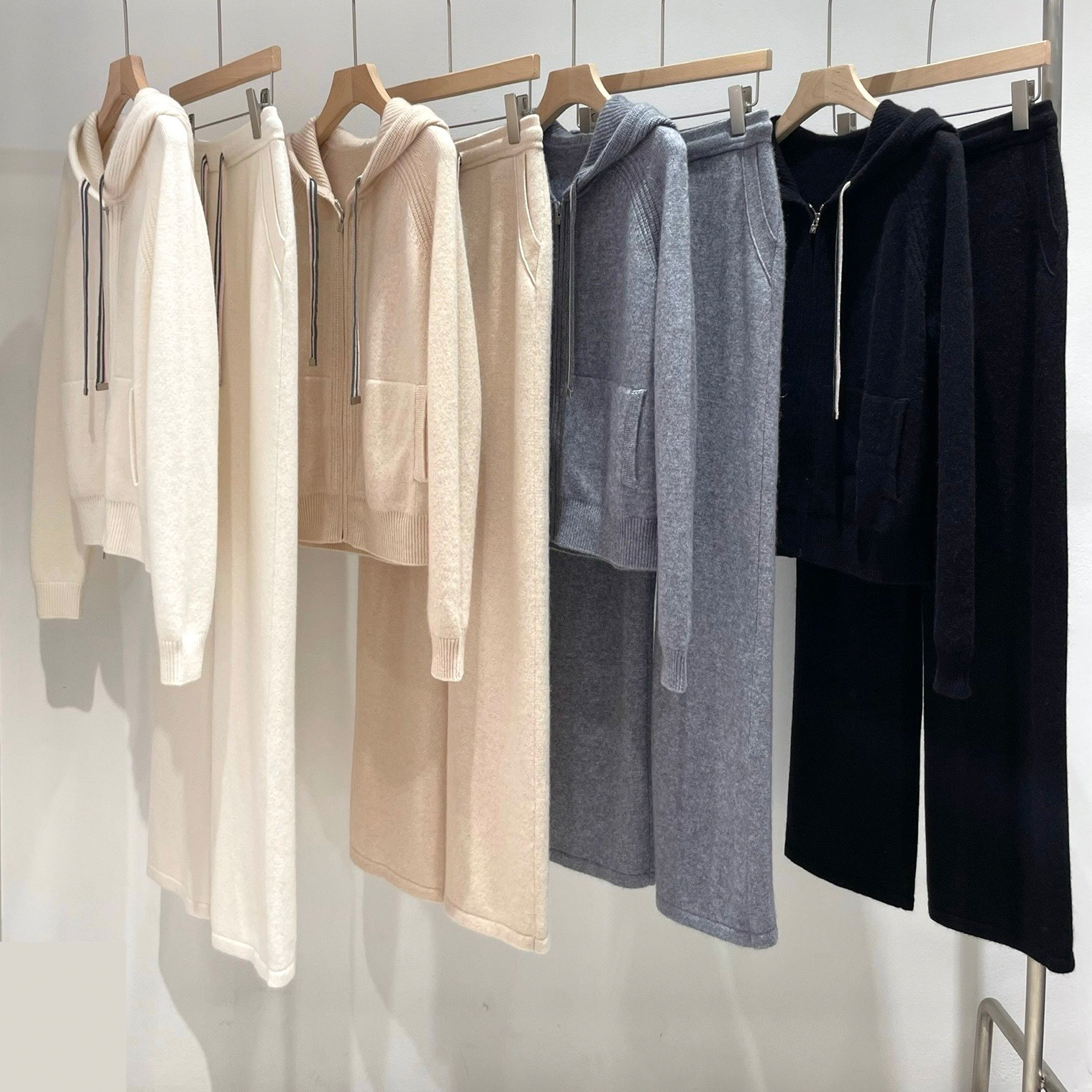 NIGO Loro Piana Women's Spring And Autumn Fashion Casual Knitted Drawstring Hooded Suit Long Pants Long Sleeve Solid Color Cashmere Sweater Ngvp #nigo8772