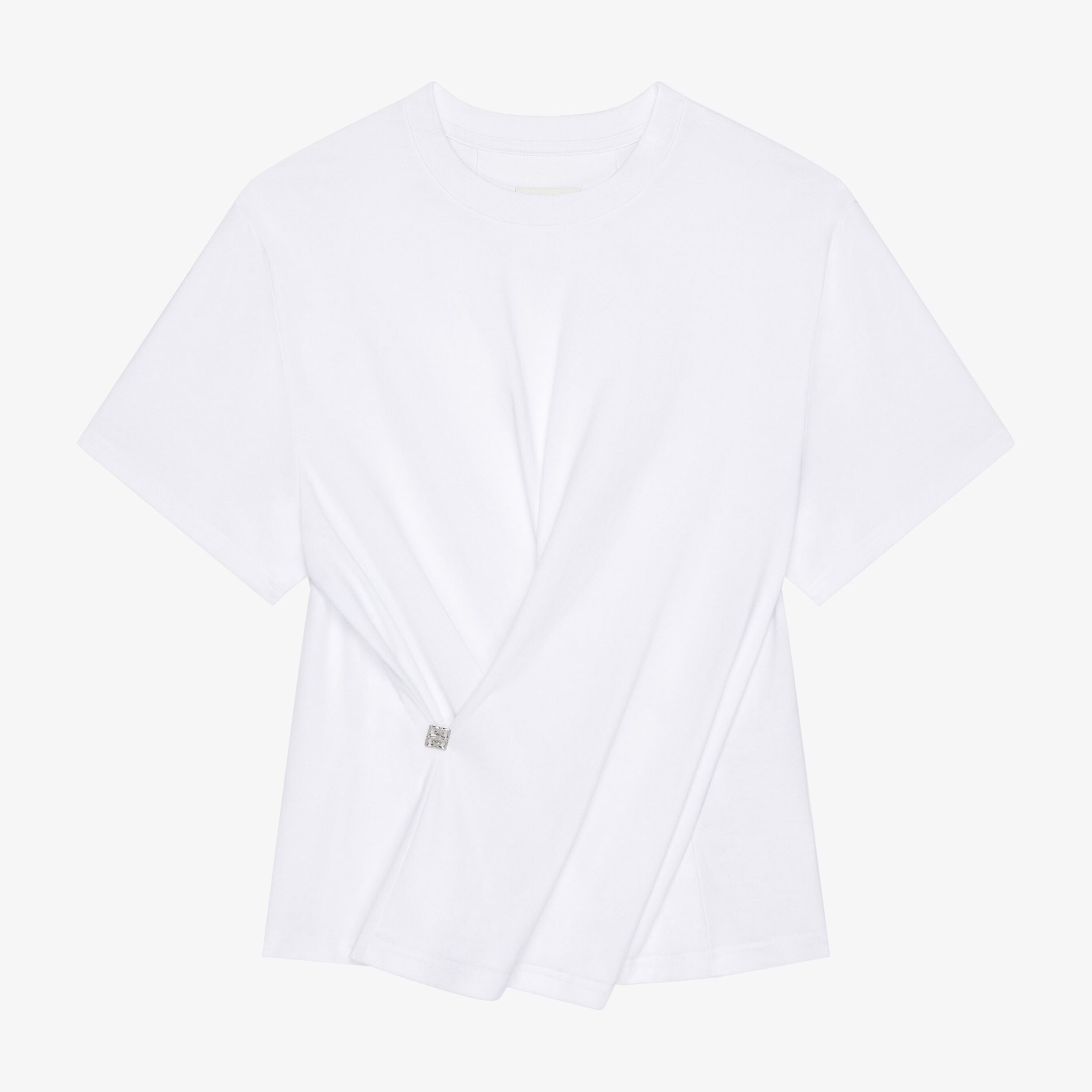 NIGO Givenchy Women‘s Summer Solid Color Cross-over T-shirt In Cotton With 4g Liquid Detail Short Sleeve T-Shirt #nigo72386