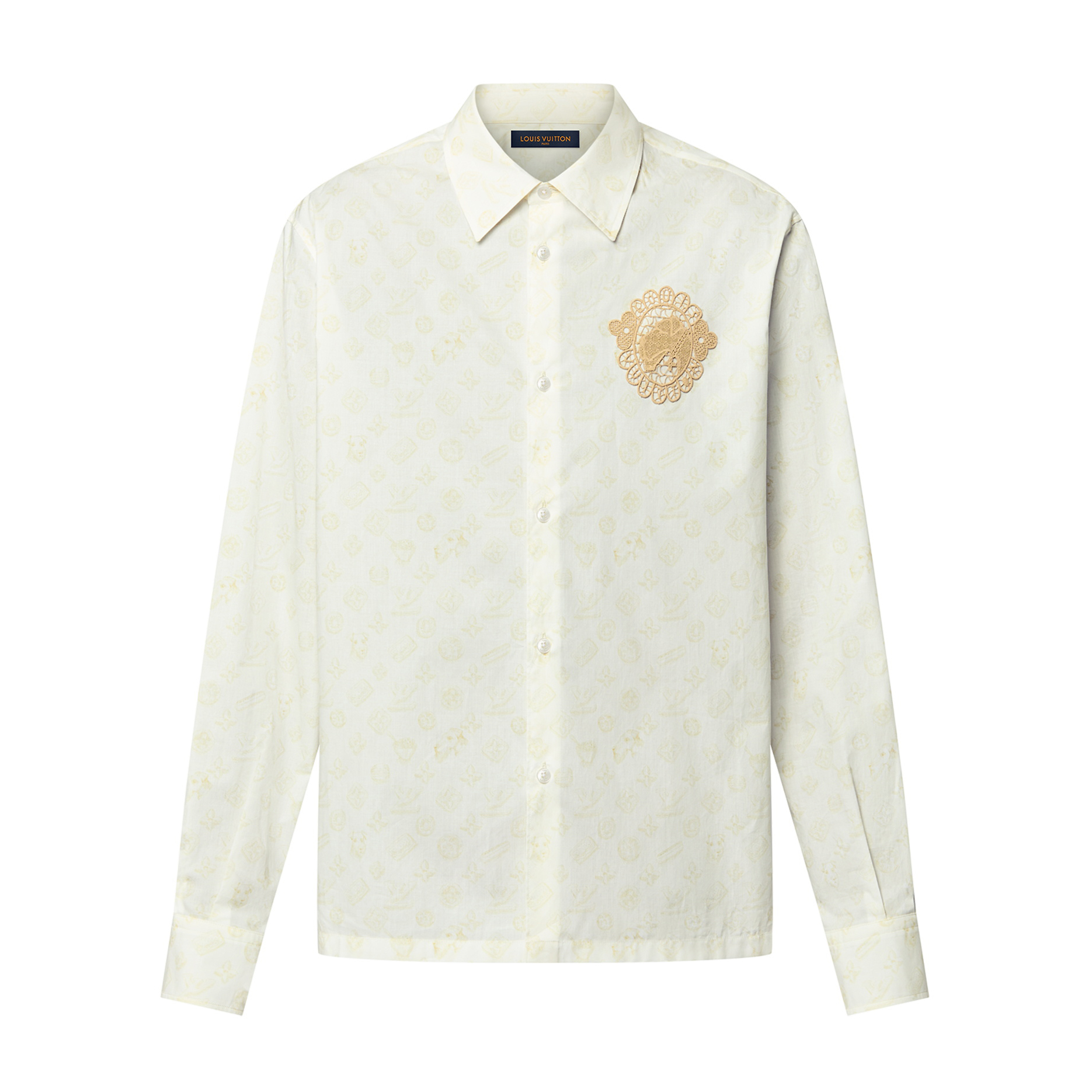 NIGO Louis Vuitton Men's Spring And Fall Pattern Printing Single Breasted Applique Long Sleeved Shirt #nigo72388