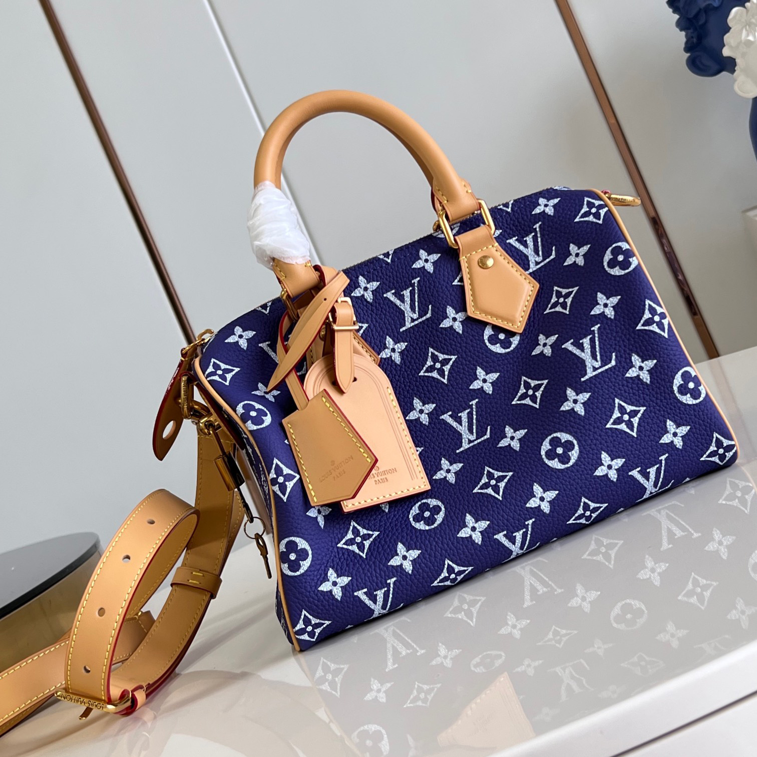 NIGO Louis Vuitton Men's Speedy Bandoulière 25 Classic Old Flower Adjustable Removable Strap Leather Shoulder Crossbody Handbag Bag Bags #nigo72384