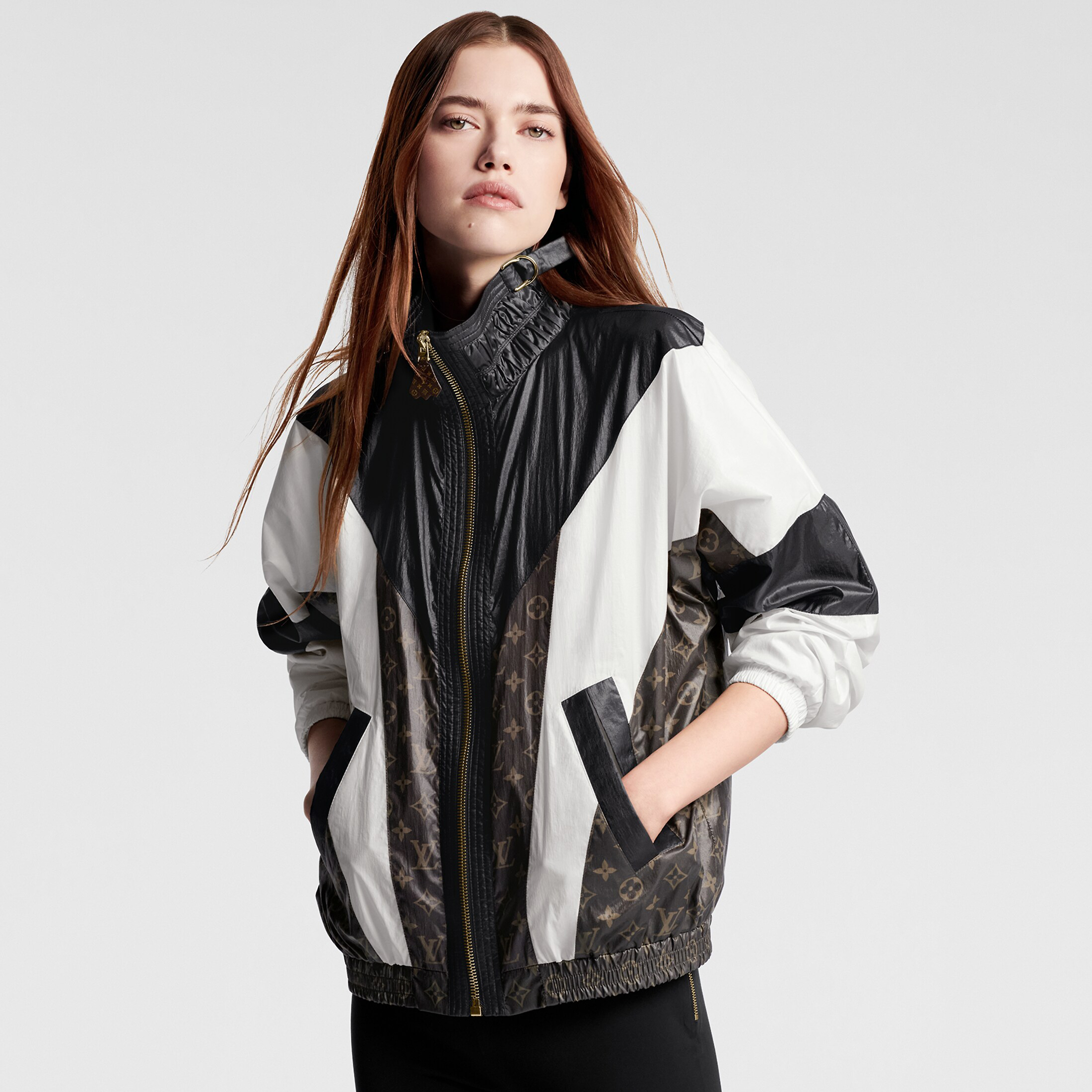 NIGO Louis Vuitton Women's Spring and Autumn Color Block Splicing Zipper Long Sleeve Jacket Lace Up Drawstring Casual Pants Set Suit #nigo72389