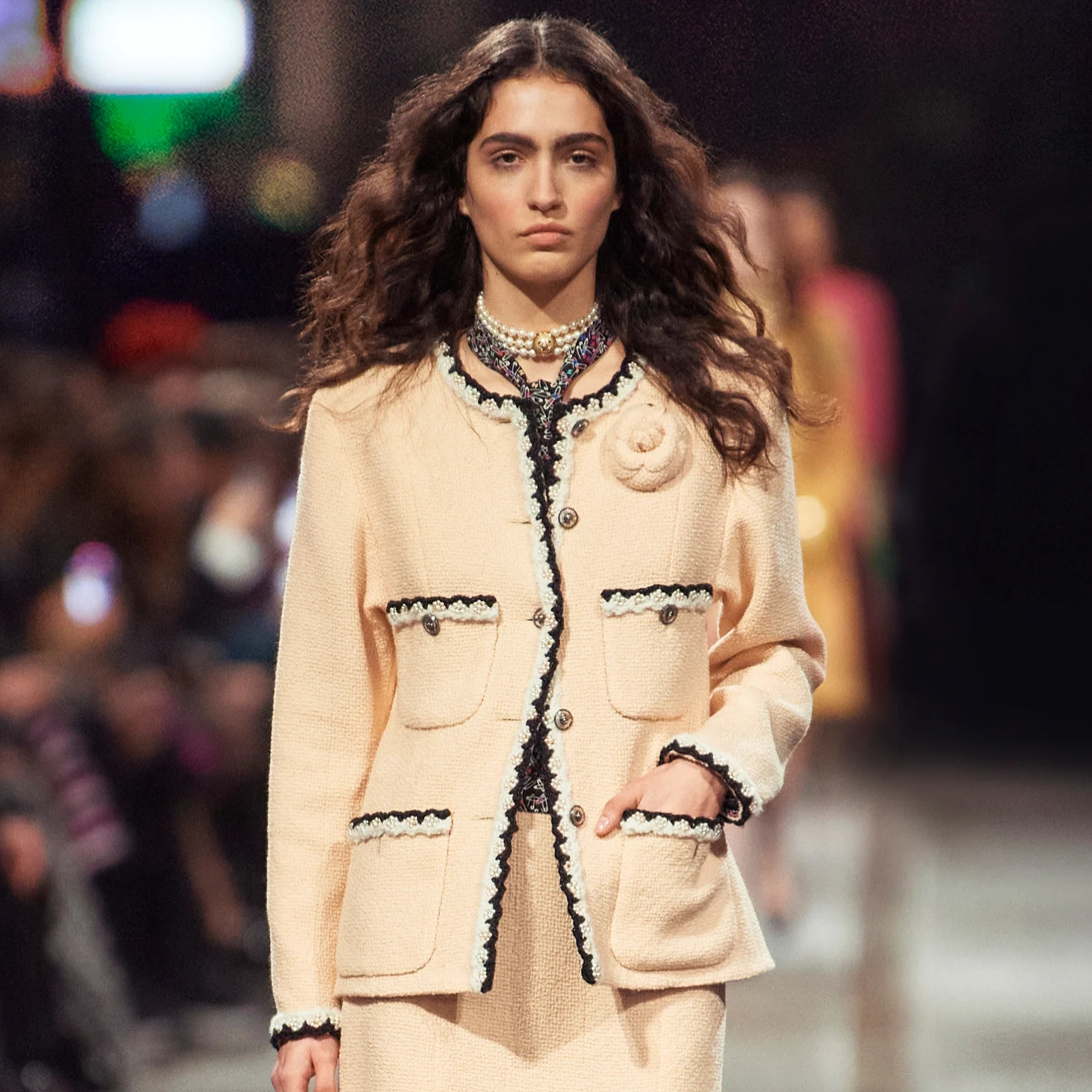 NIGO Chanel Women's Spring & Autumn Colorblocking Round Collar Tweed Single Breasted Long Sleeve Fitted Multi-Pocket Jacket CoatNgvp #nigo8817