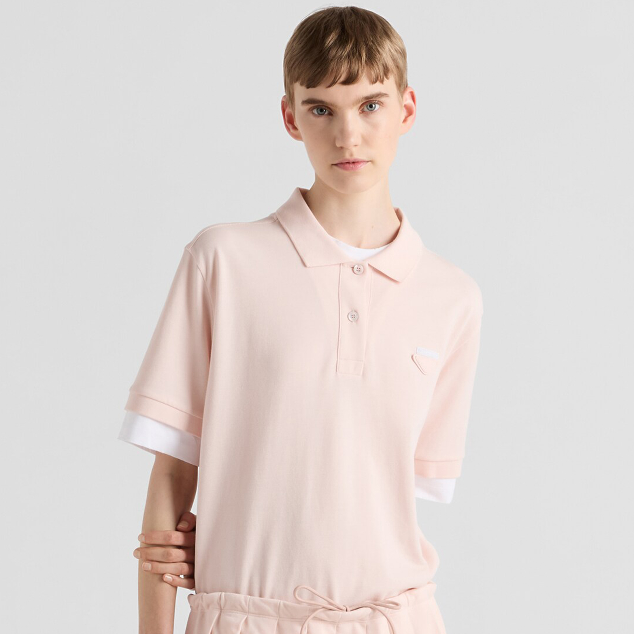 NIGO Prada Women's Spring And Summer Color Blocking Polo Short-sleeved Fake Two-piece Top Fashion Casual T-shirt Ngvp #nigo8776