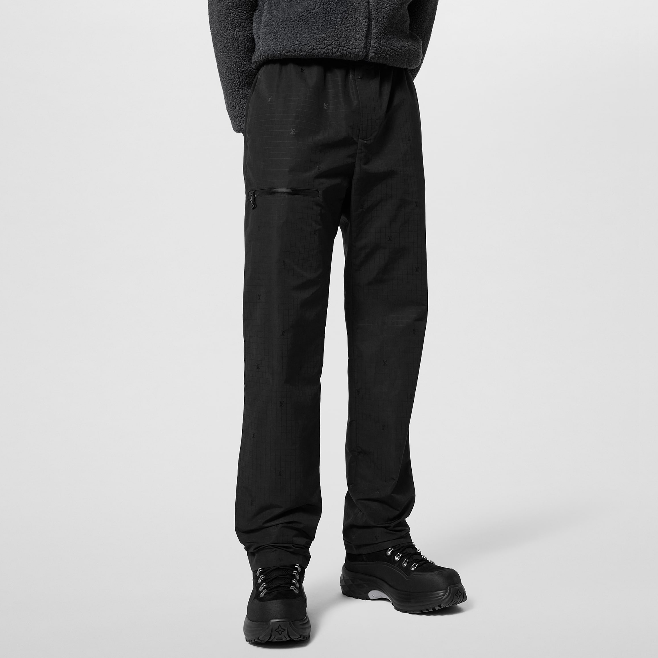 NIGO Louis Vuitton Men's Spring and Fall Black Dark Logo Print Elastic Waist Cotton Pants #nigo72427